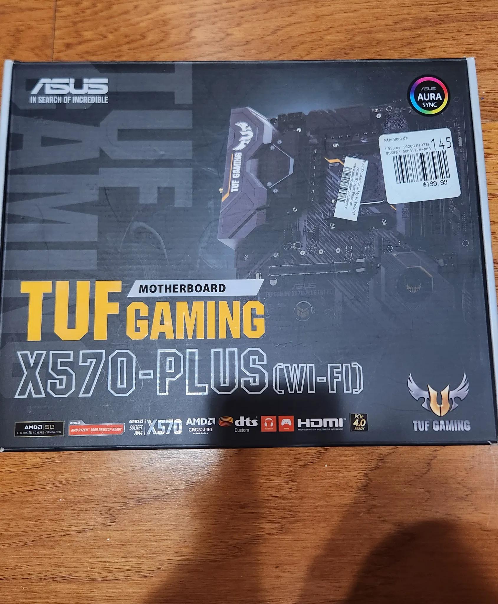 ASUS TUF x570-PLUS (WI-FI) AND Ryzen 7 3700X, 16gb RAM, 256GB M.2 (with Win 10 installed)