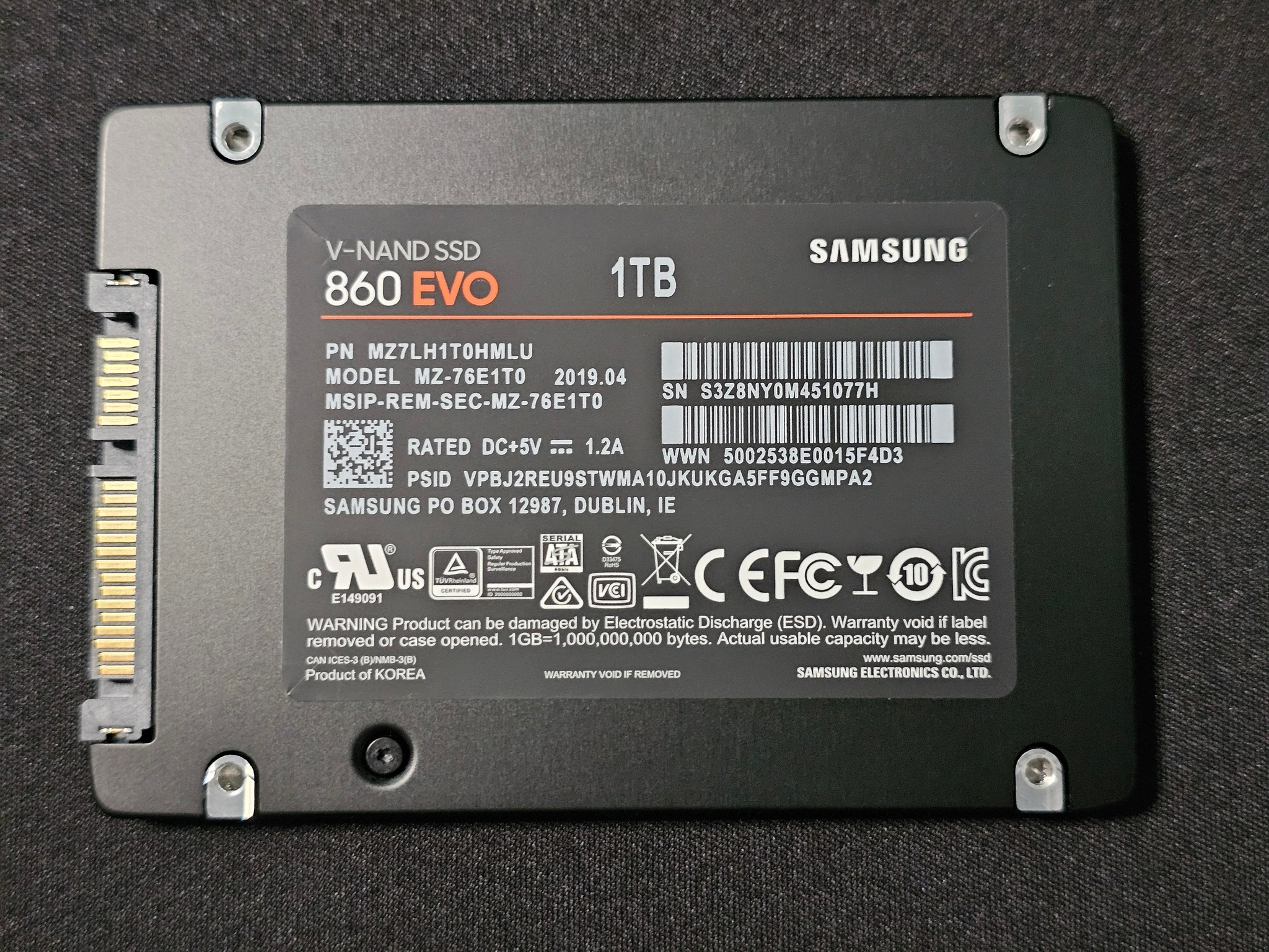 Samsung 860 EVO 1TB (1000GB) SATAIII 2.5"x7mm SSD