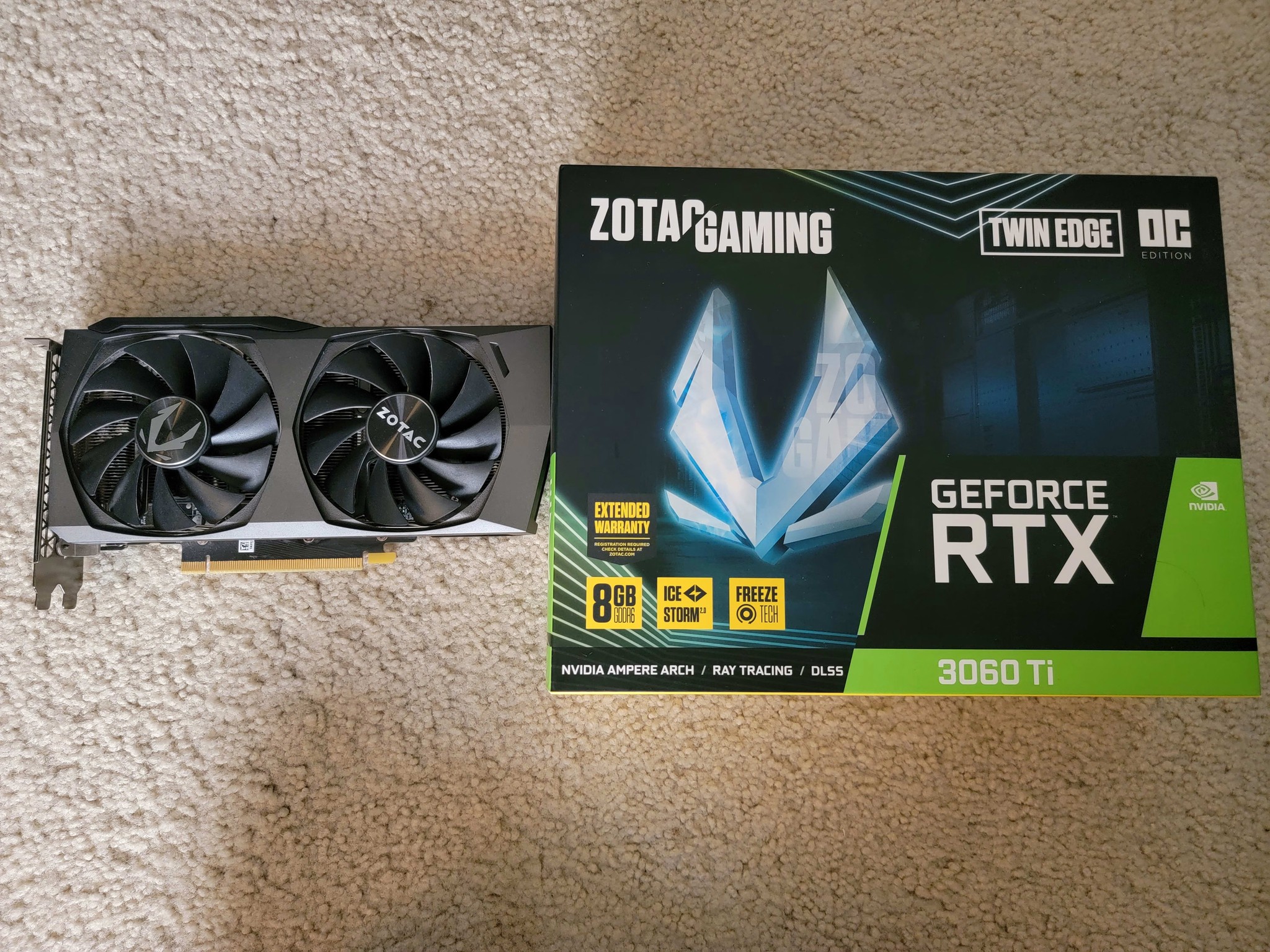 Zotac Gaming RTX 3060 TI Twin Edge OC LHR 8GB GDDR6 Like New With Original Box 