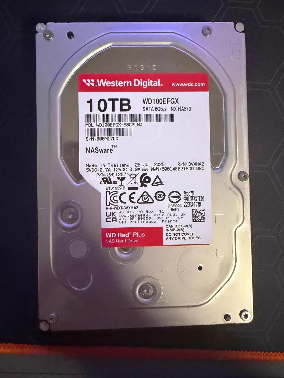 WD Red Plus 10TB HDD - SMART Good