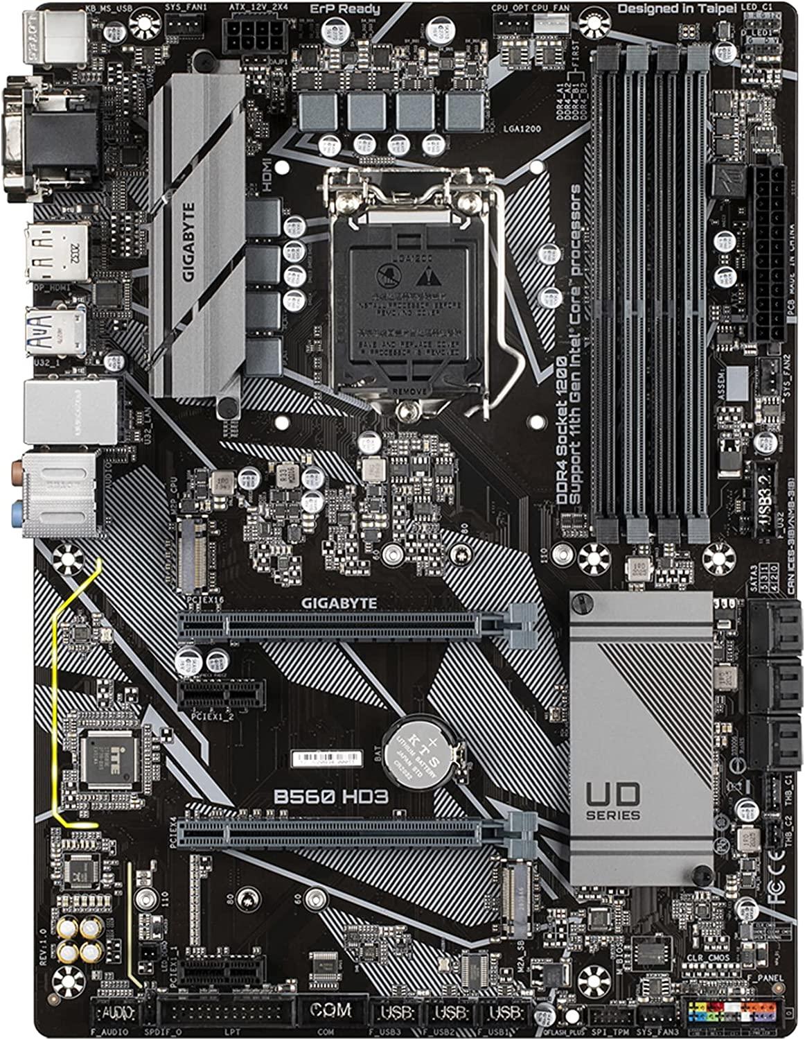 GIGABYTE B560 HD3 (LGA 1200/ Intel/ B560/ ATX/Dual M.2/ PCIe 4.0/ USB 3.2 Gen1/ Motherboard)