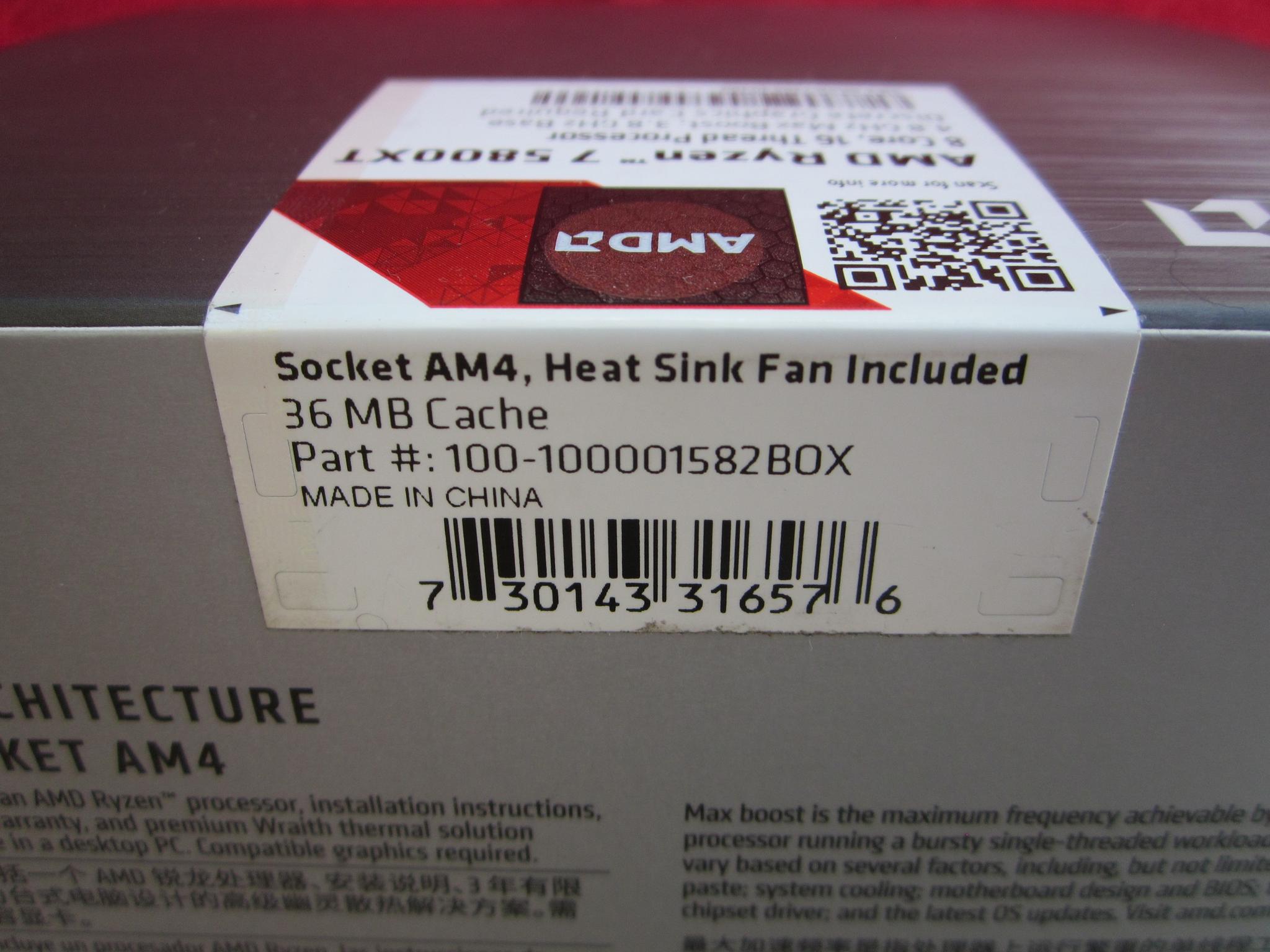 NEW! AMD Ryzen 7 5800XT 3.8/4.8 GHz AM4 CPU With Wraith Prism Cooler