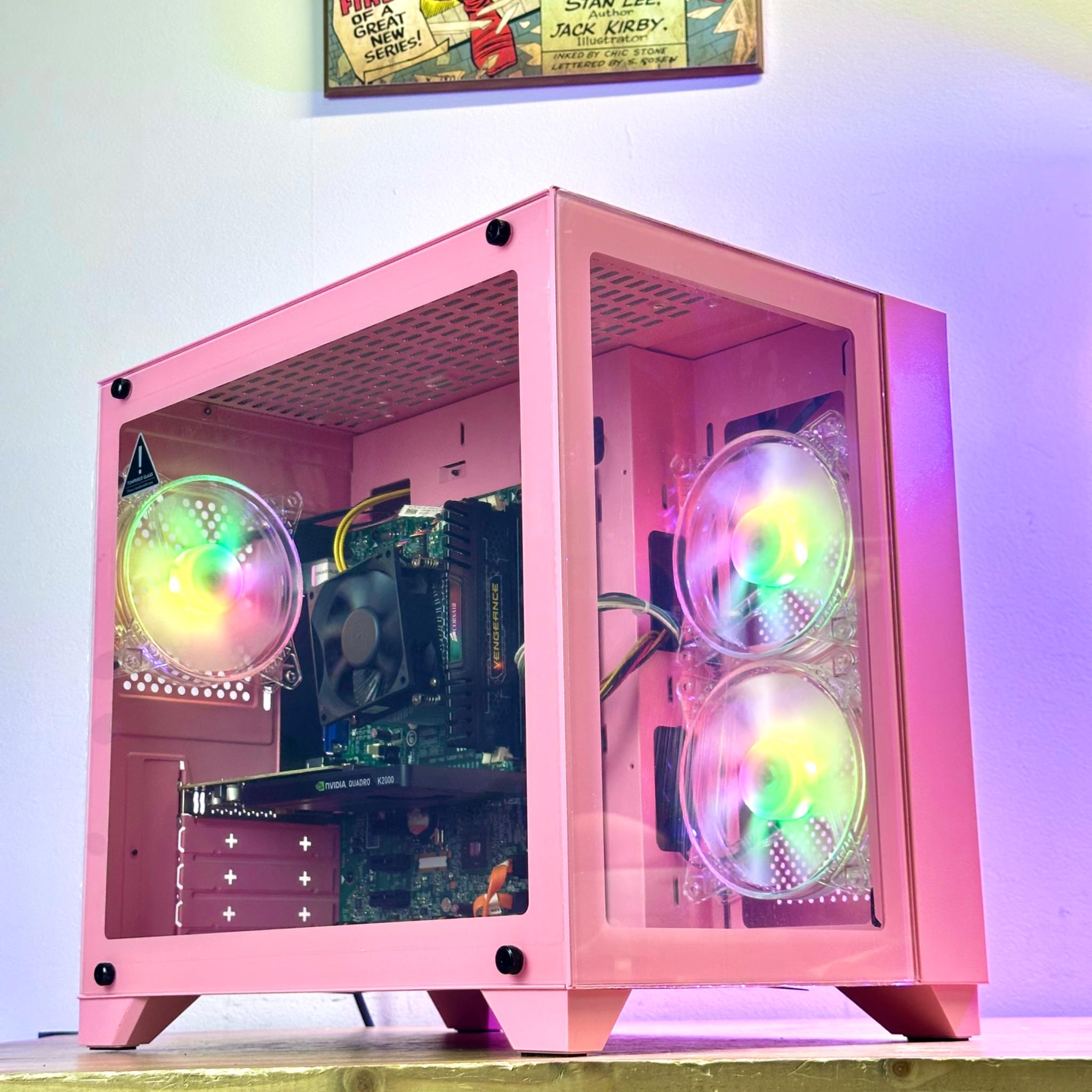 🌸 PINK Budget Gaming PC Custom Desktop 🌸- Intel i7, 16GB RAM, SSD+1TB, NVIDIA GTX 1660 SUPER 6GB