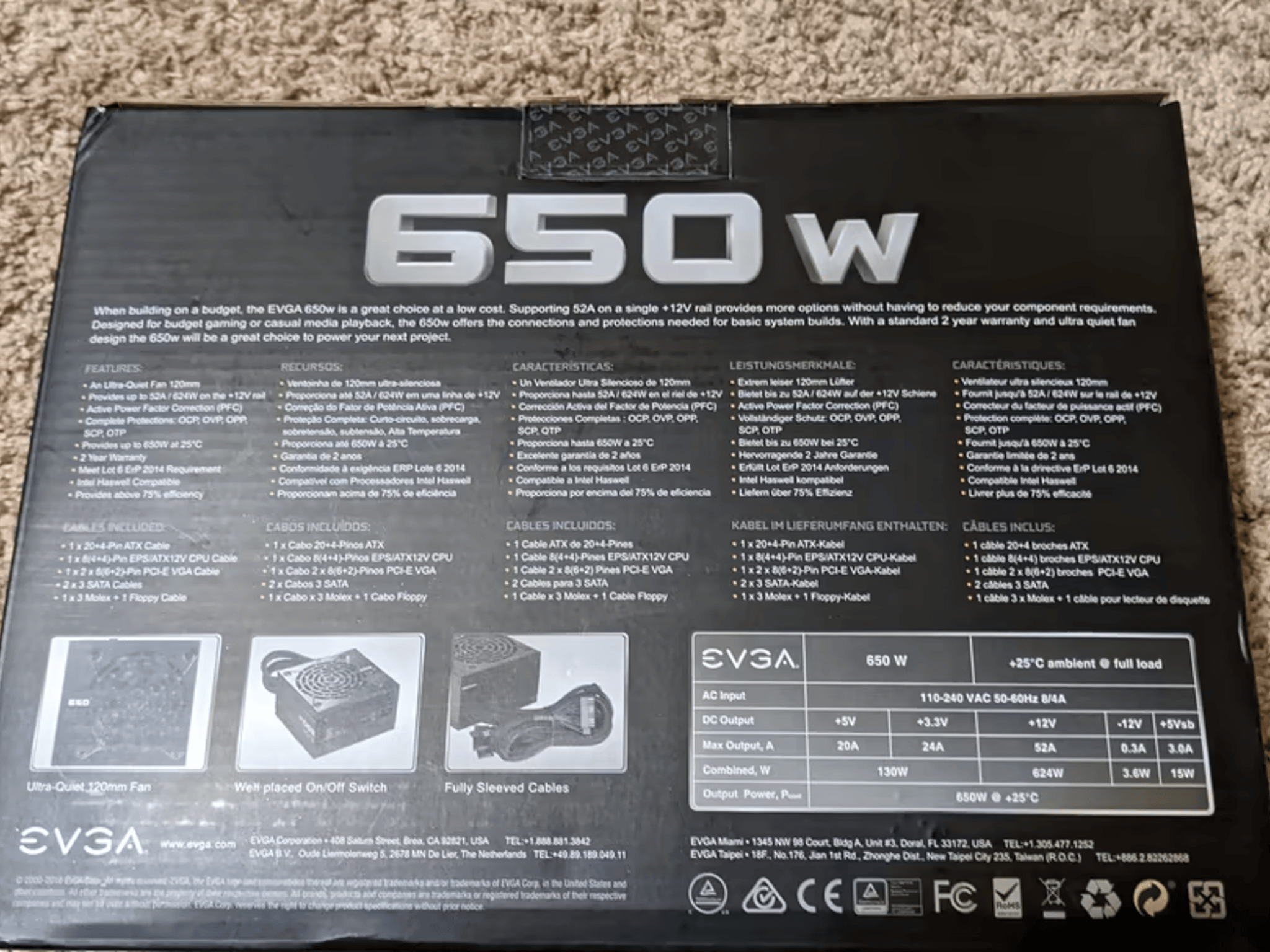 EVGA 650 Watt Non-Modular PSU