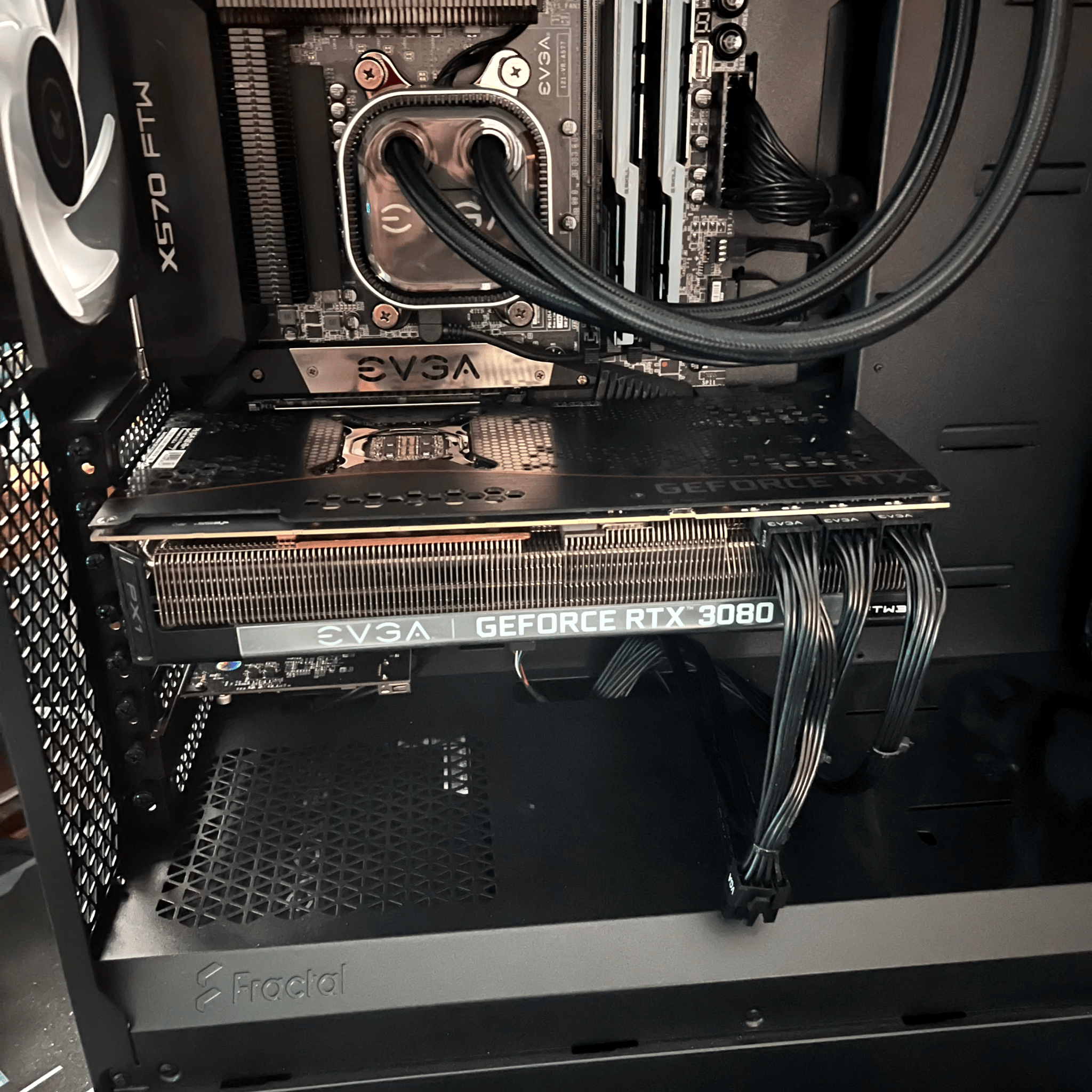 EVGA RTX 3080, Ryzen 7 5800X; 32G 3600Mhz RAM; EVGA AIO