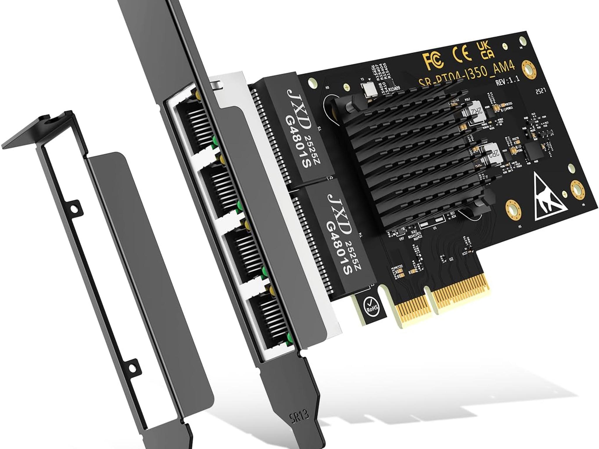 4 Port Gigabit Base-T Network Card Intel I350 Controller NICGIGA 4 Port 1G PCIe Ethernet Adapter NIC