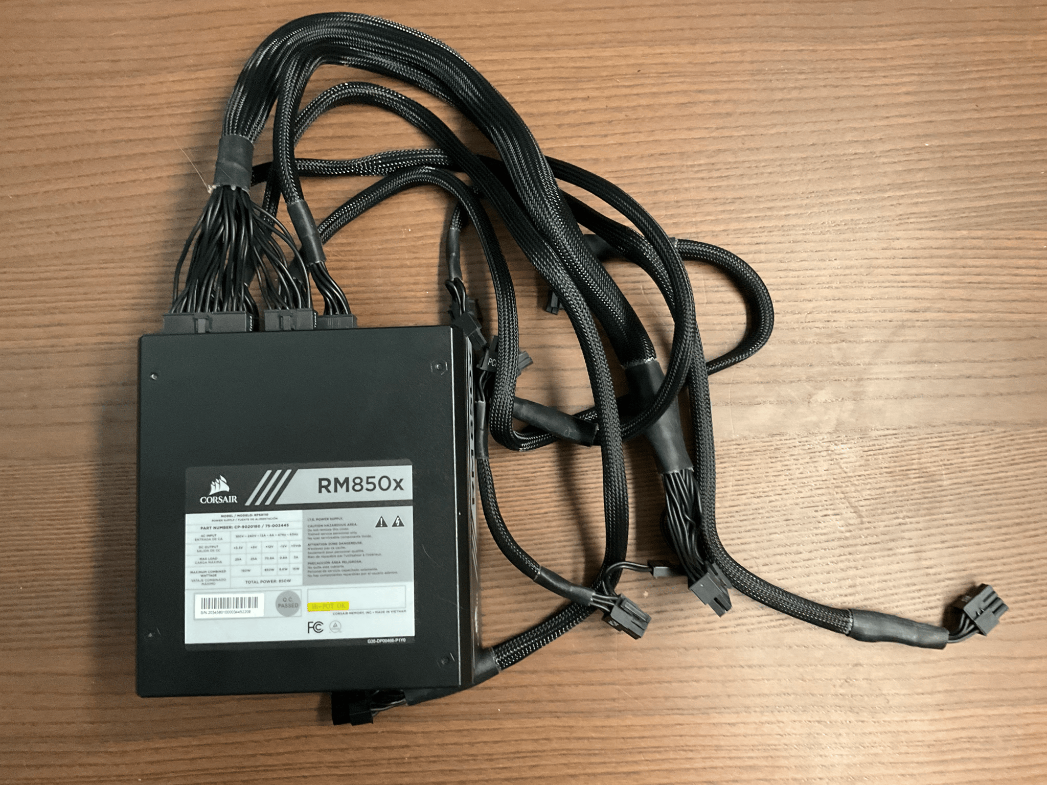 Corsair RM850X 80+ Gold Rated Modular PSU | Incomplete cables