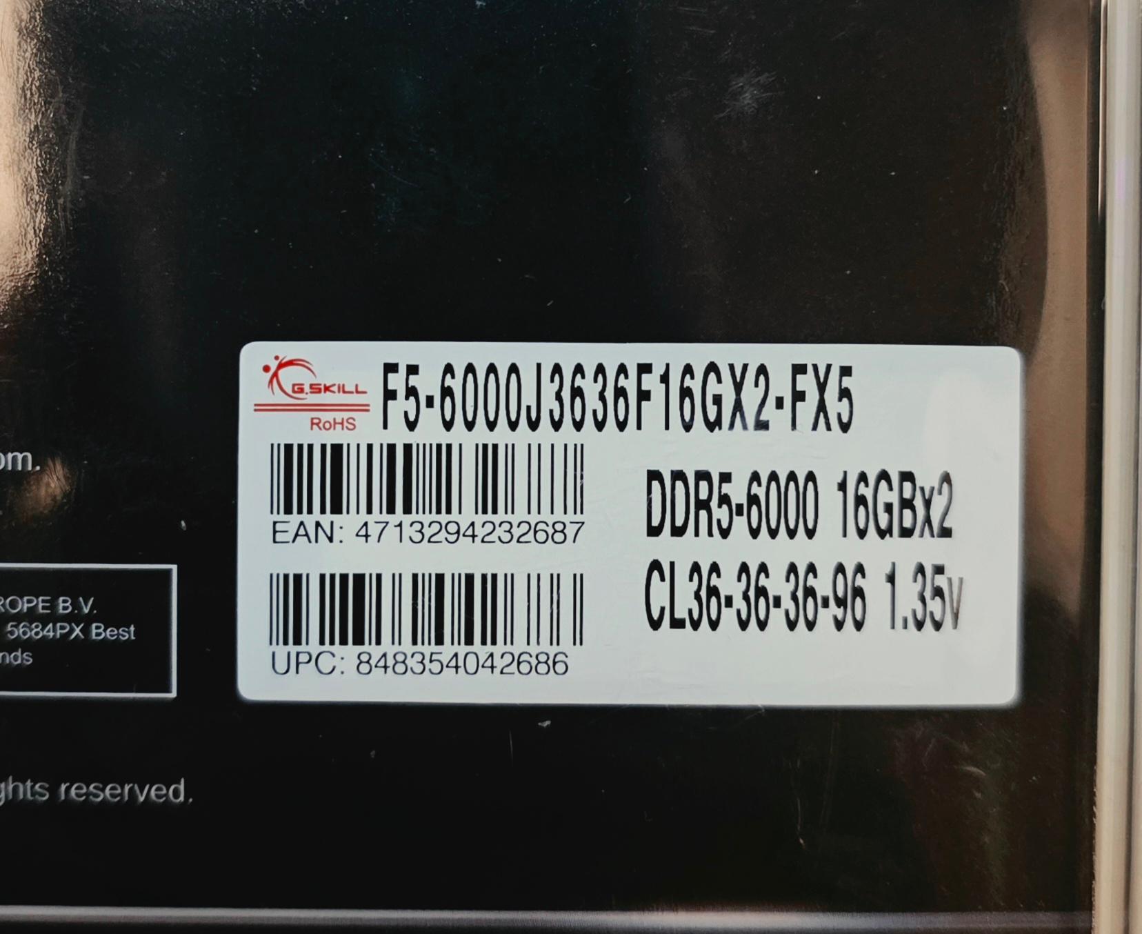 G.Skill Flare X5 Series AMD EXPO DDR5 RAM 32GB (2 x 16GB) 6000MT/s CL36-36-36-96 Low Profile
