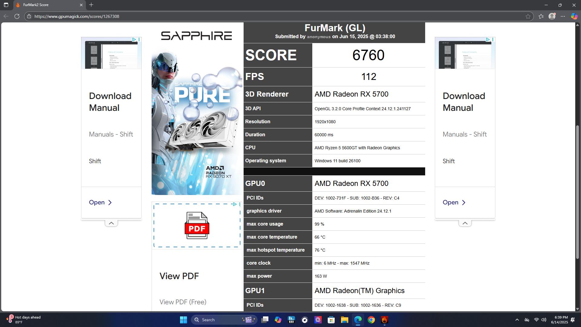 Sapphire Radeon RX 5700 Reference Edition, 1080P Gaming budget card