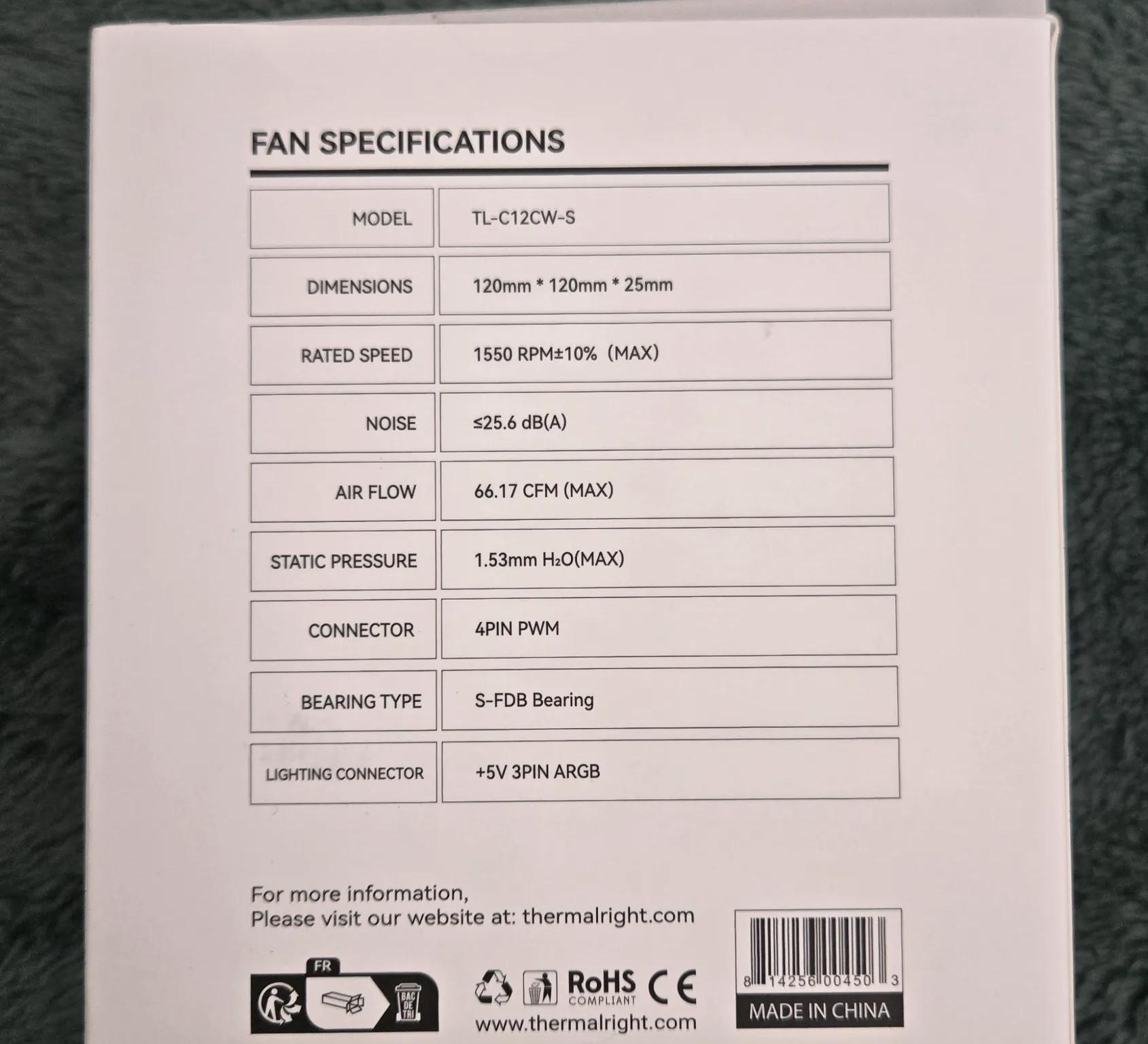 6X Thermalright ARGB Case Fans 3 White & 3 Black