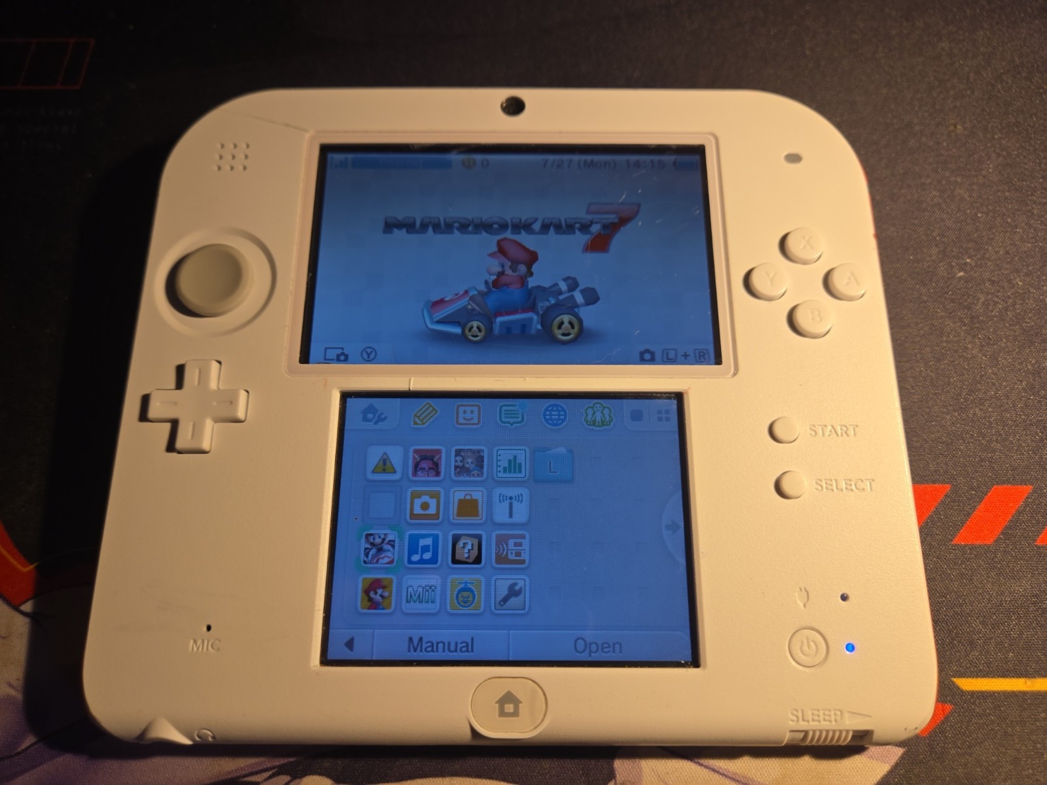 CUSTOM USED Nintendo 2DS White/Red Handheld Console with 3 Games