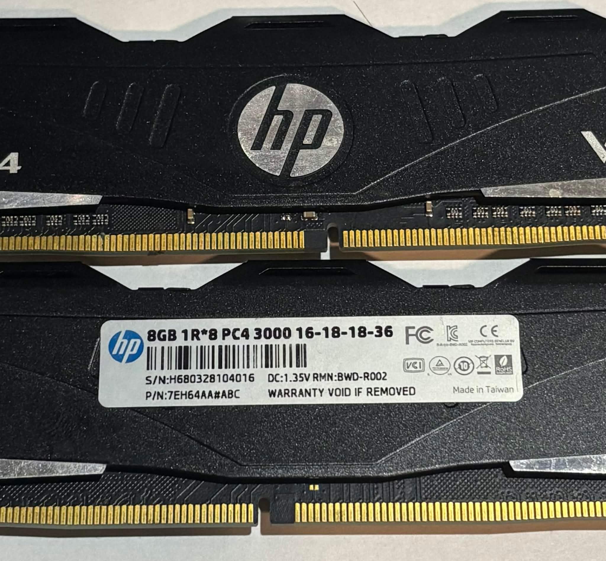 HP V6 16GB (2x8GB) DDR4 Gaming Memory Kit | Black Heatsinks | Tested Working