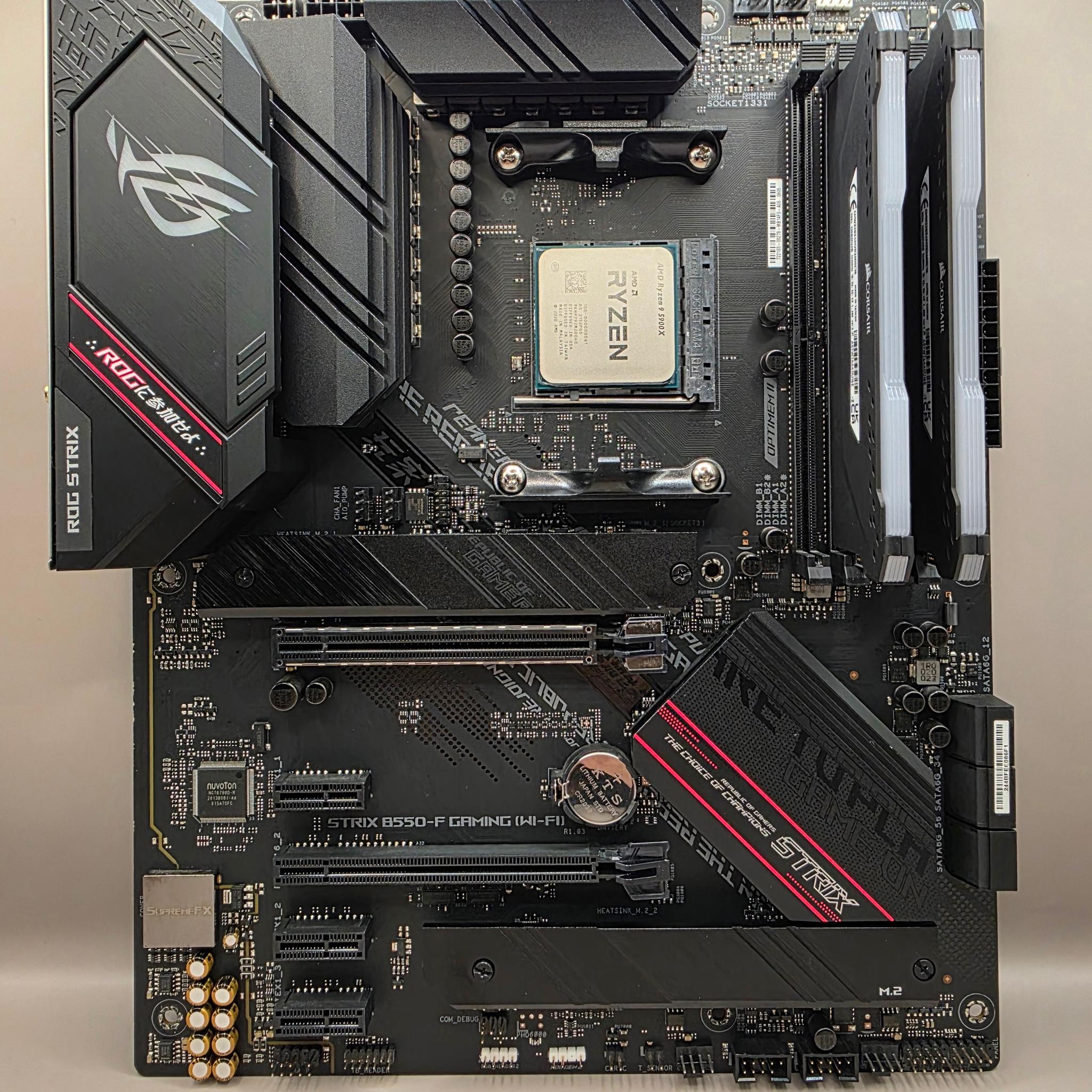 AMD Ryzen 9 5900x with Asus ROG Strix B550-F Gaming Mobo, 32 GB CORSAIR VENGEANCE RGB DDR4 3600MHz