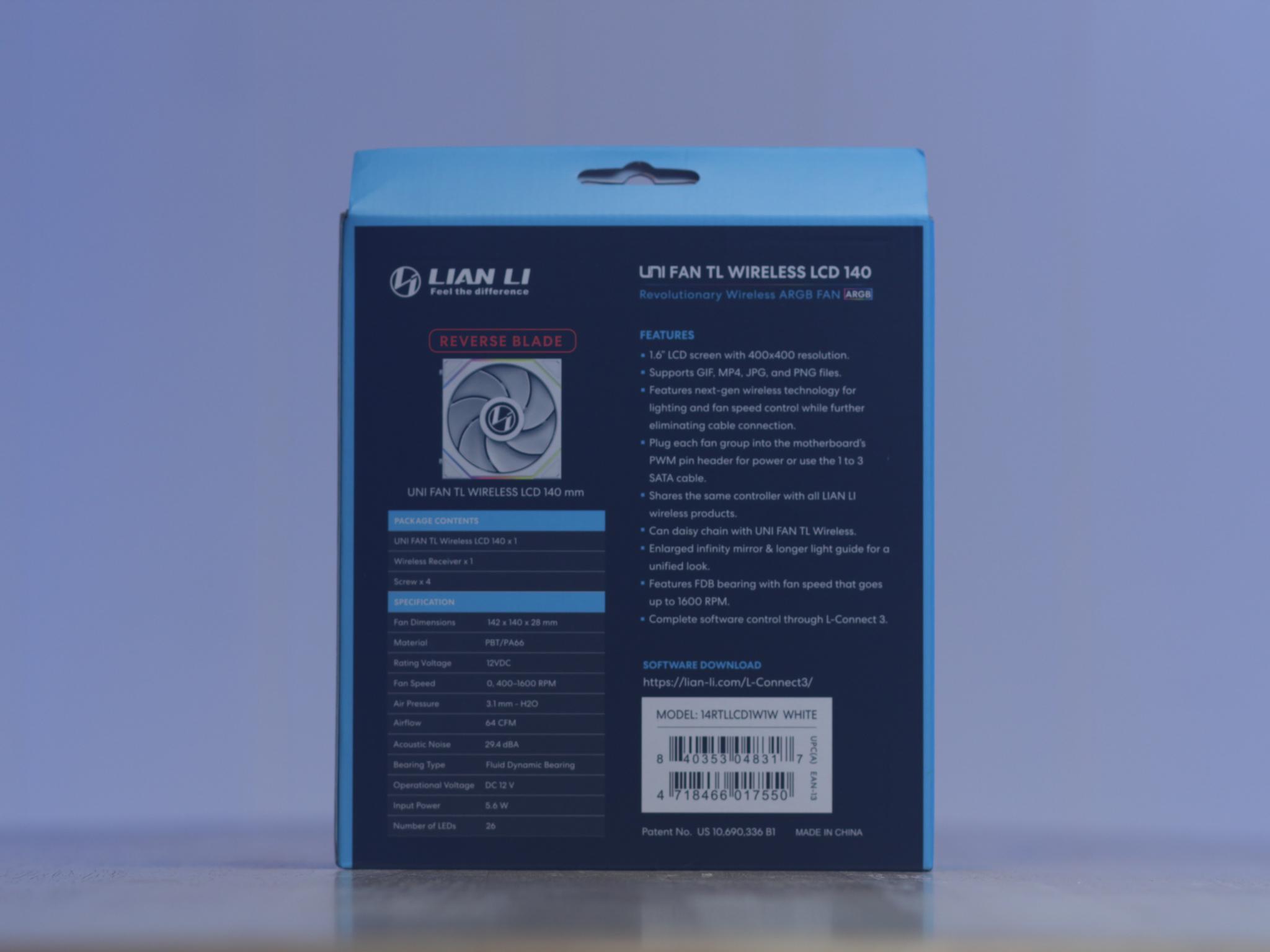 Lian Li 3-Pack UNI FAN TL Wireless LCD 140 ARGB Reverse Blade + L-Wireless Controller (White)