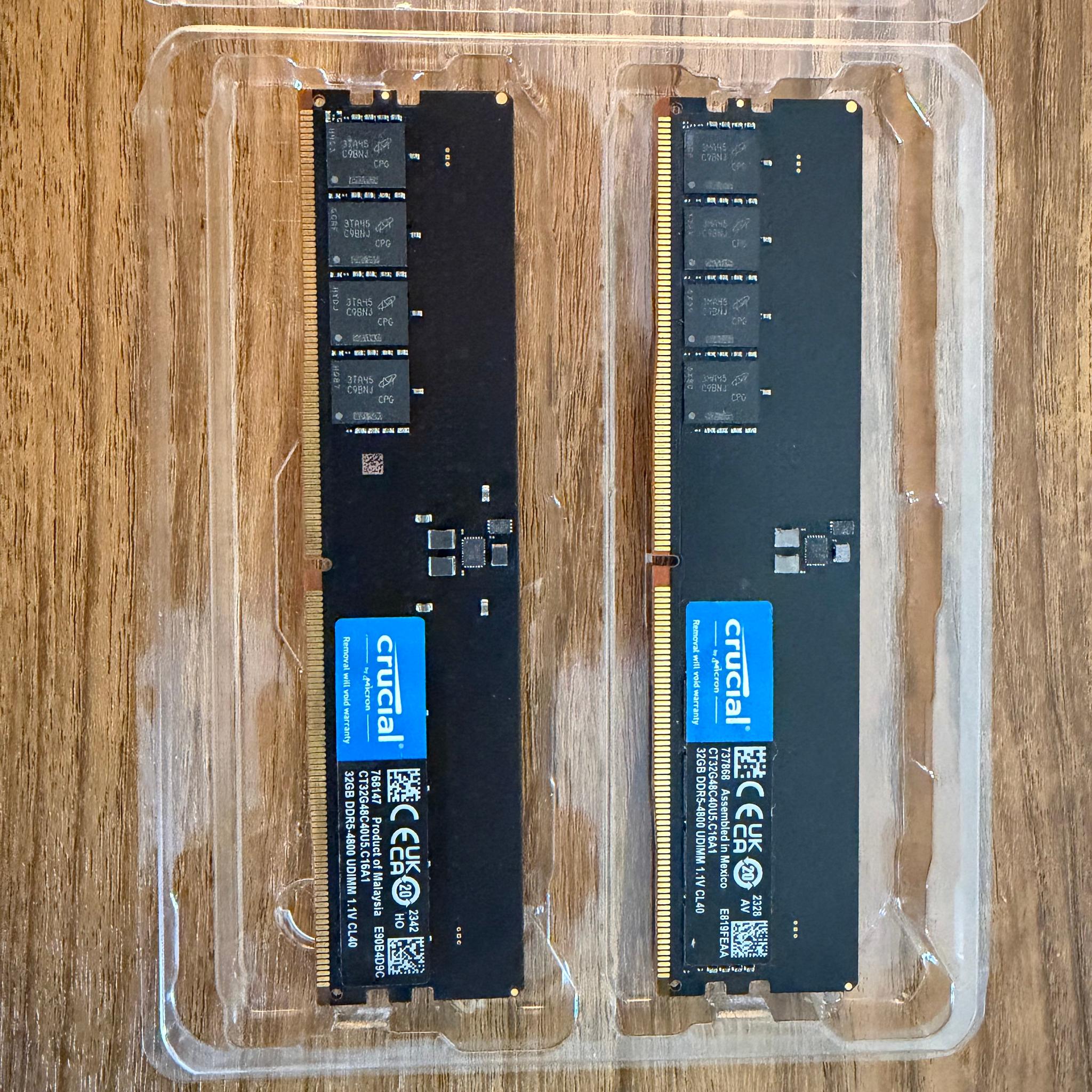 64gb (2x32gb) Crucial DDR5 4800mhz cl40