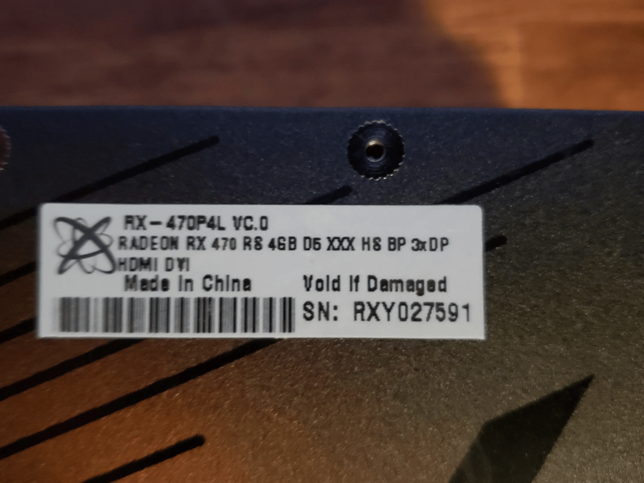 XFX RX 470 graphics card with 4gb memory and MSi fan set.