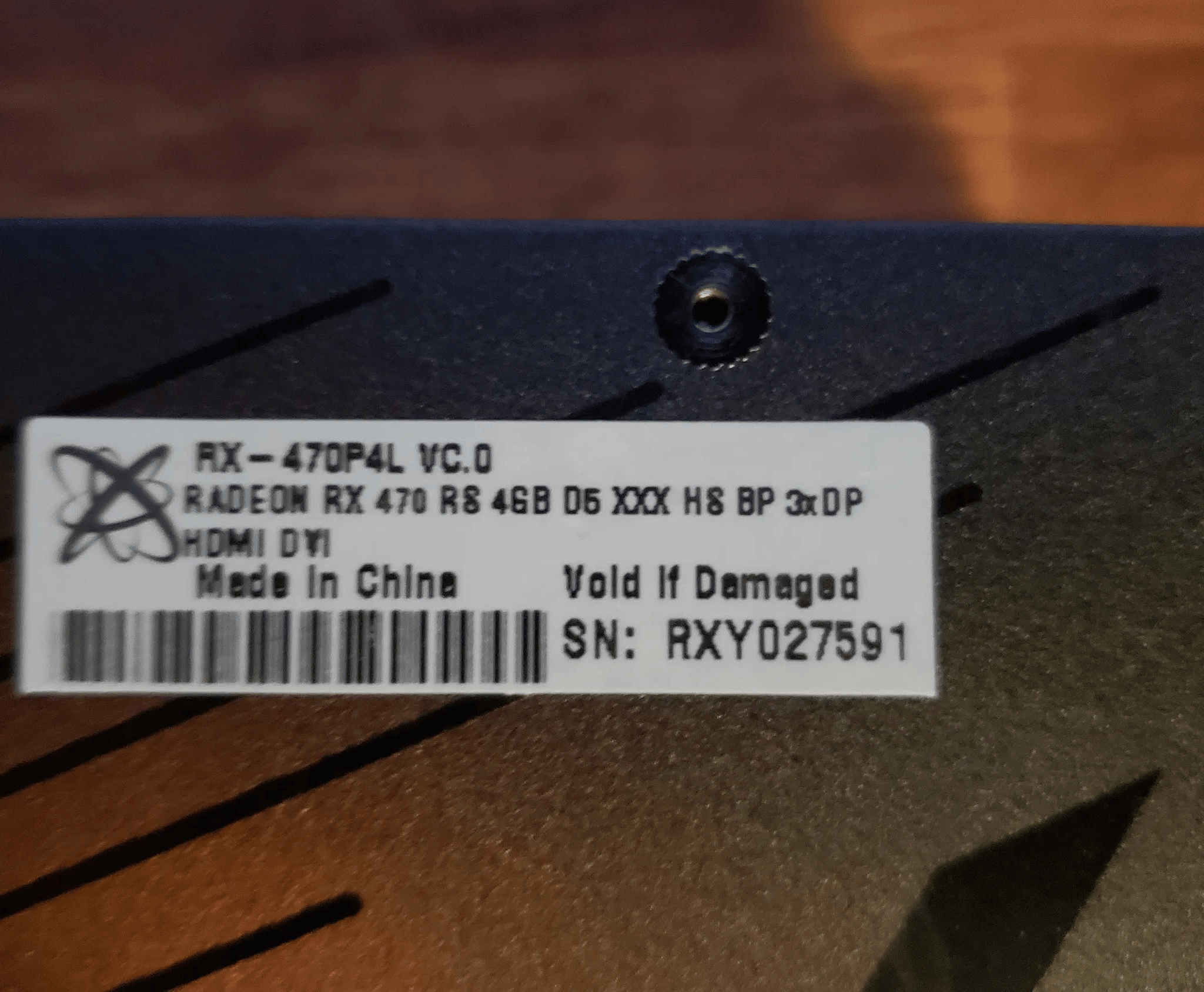 XFX RX 470 graphics card with 4gb memory and MSi fan set.