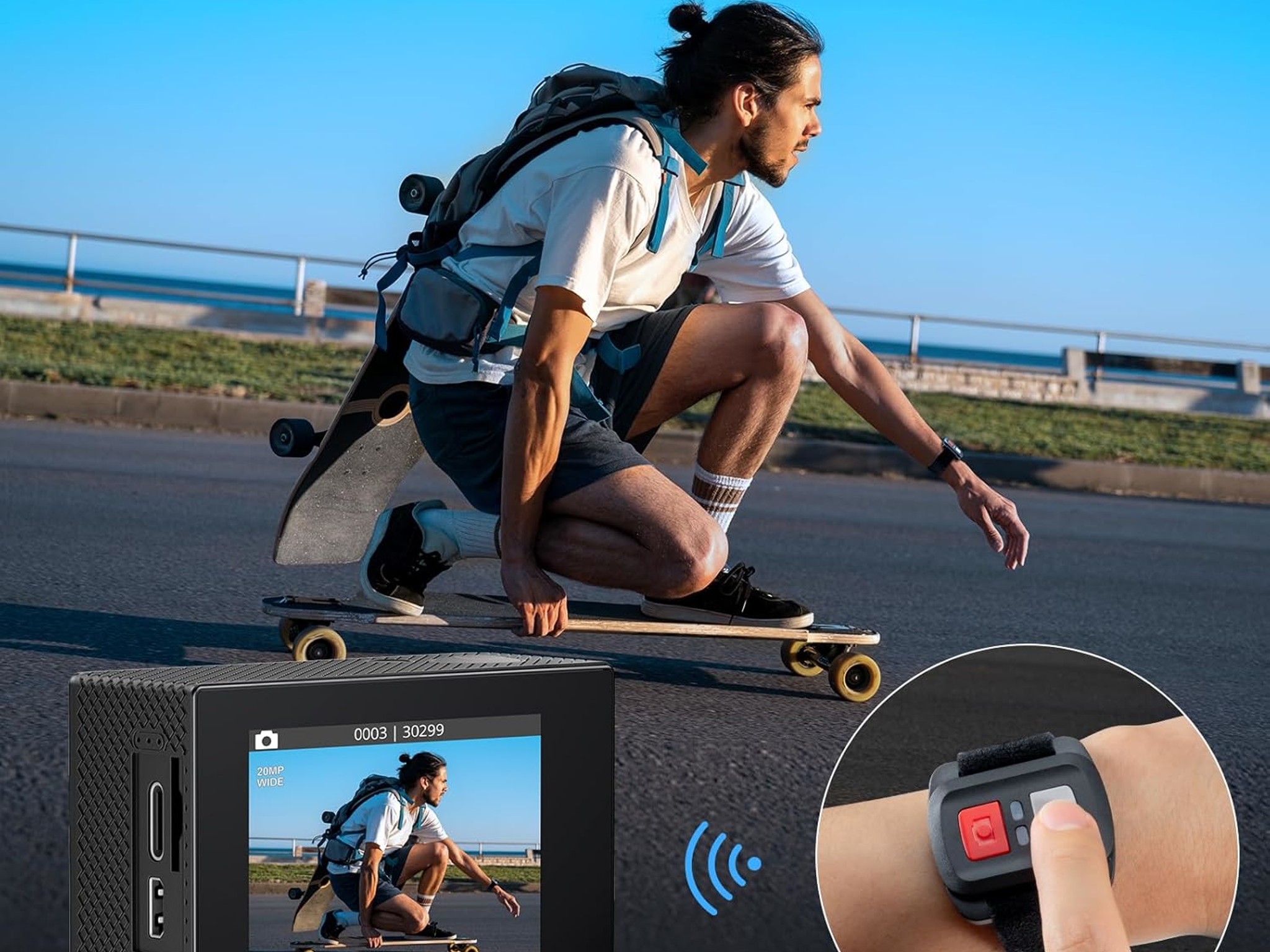 AKASO EK7000 4K Action Camera-131ft Waterproof Camera 4X, Remote Control UHD 20MP w/ Accessories Kit