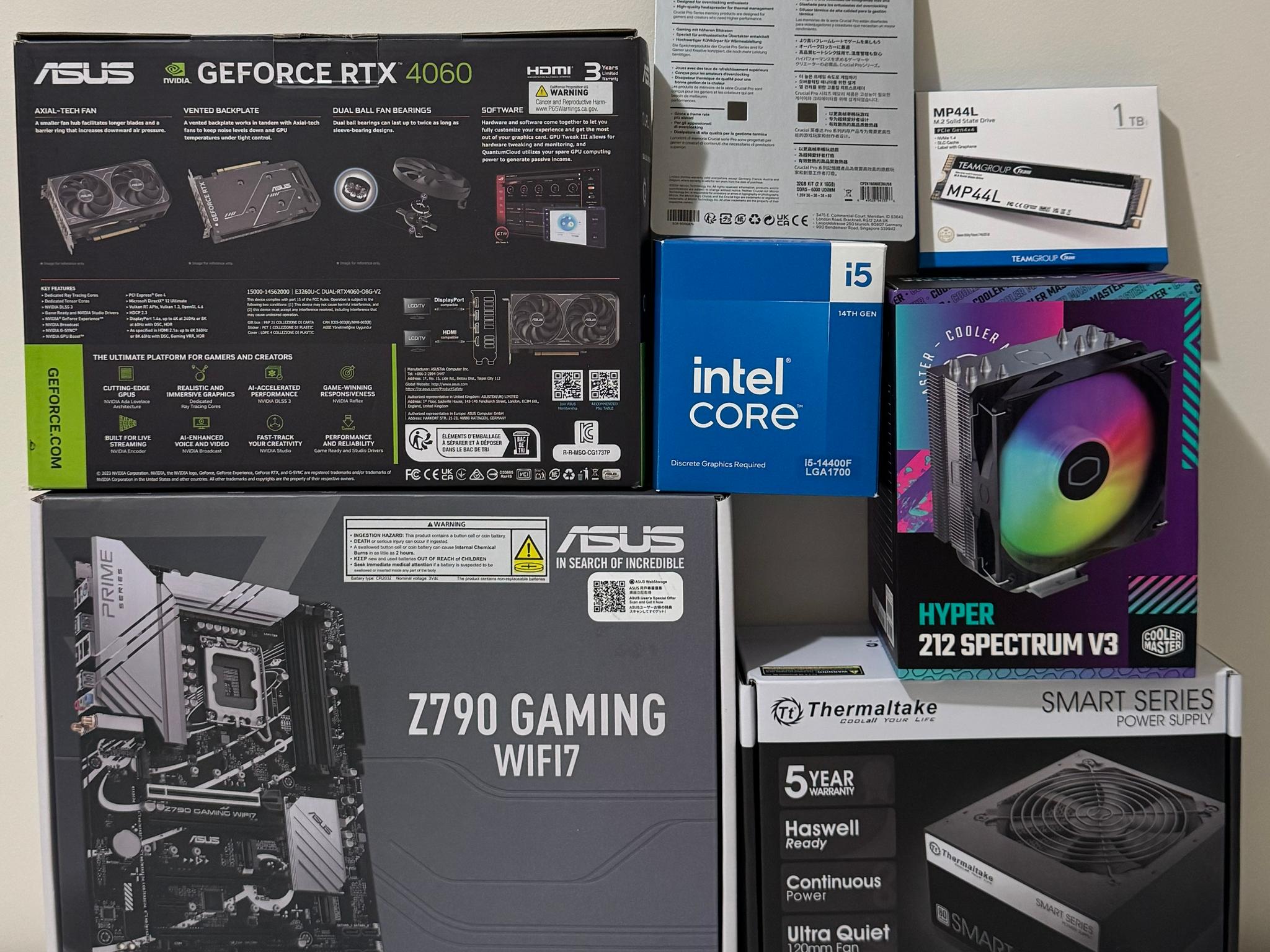 Intel Core i5 14400F GeForce RTX 4060 ASUS Z790 Gaming WIFI7 1TB SSD 32GB DDR5 Montech AIR 903 Case