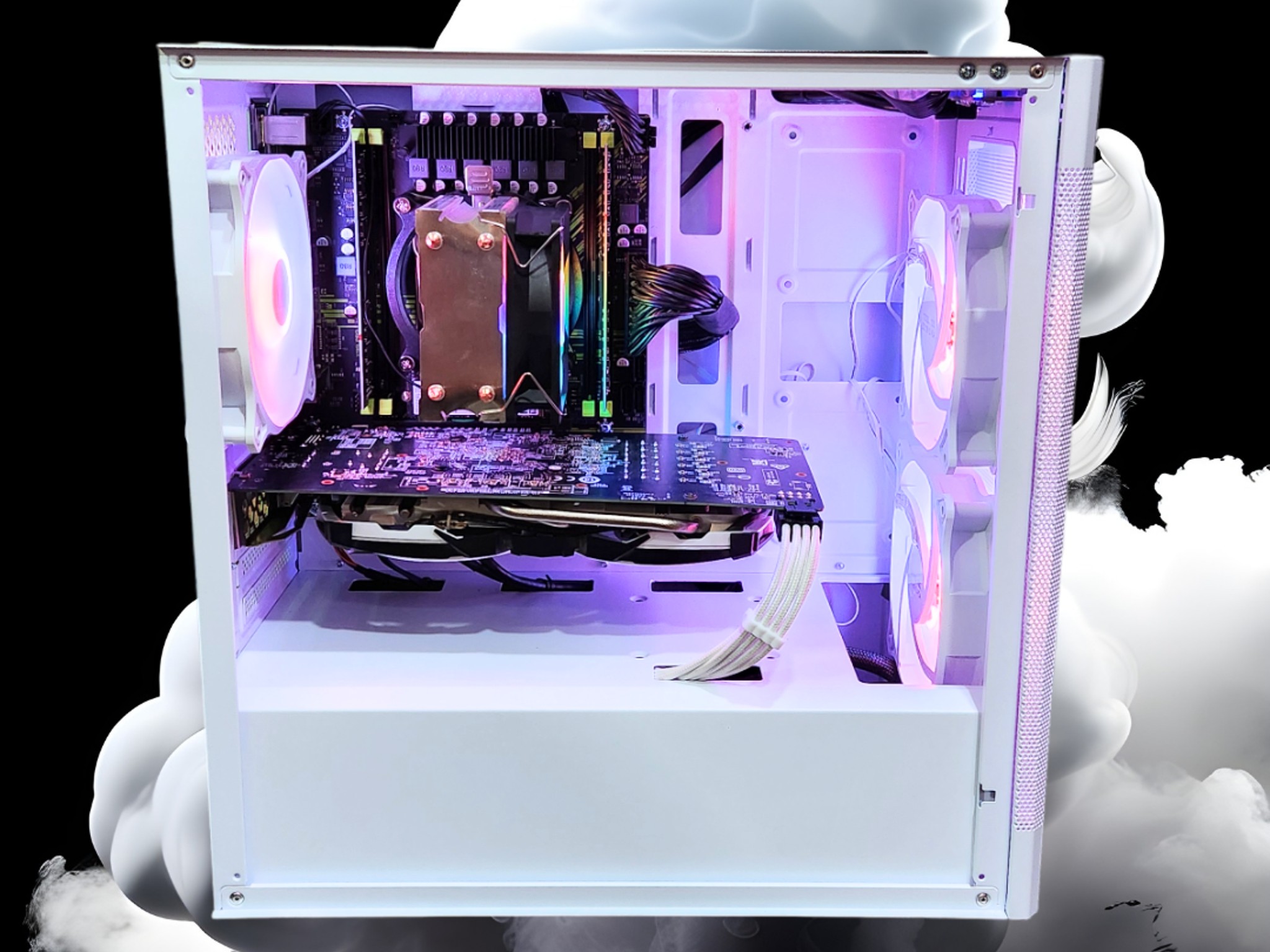 ⚪️White Dragon🐲: RX 580 8GB | Xeon E5-2650 V3 | 16GB DDR4 RAM | 512GB SSD | 4 Fans | White RGB PC