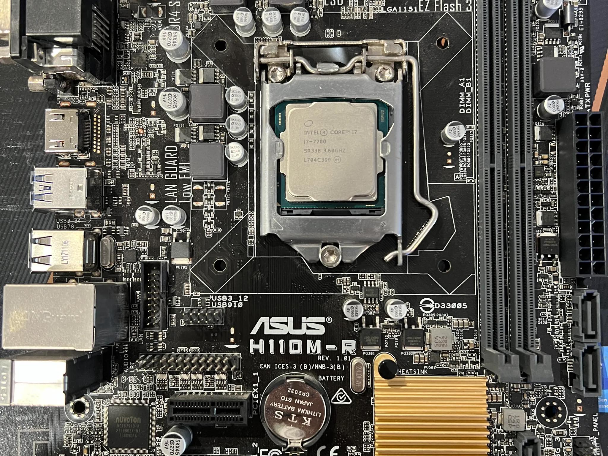 Asus H110M-R Motherboard/Intel i7 7700 Combo
