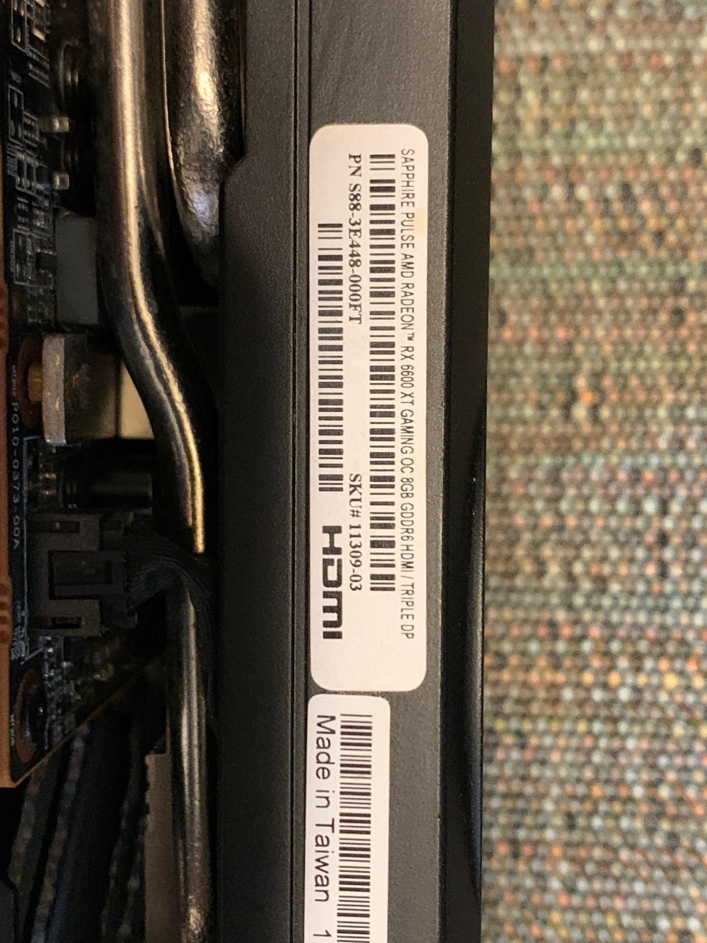 SAPPHIRE PULSE AMD Radeon RX 6600 XT GDDR6 8GB Graphics Card, Used.