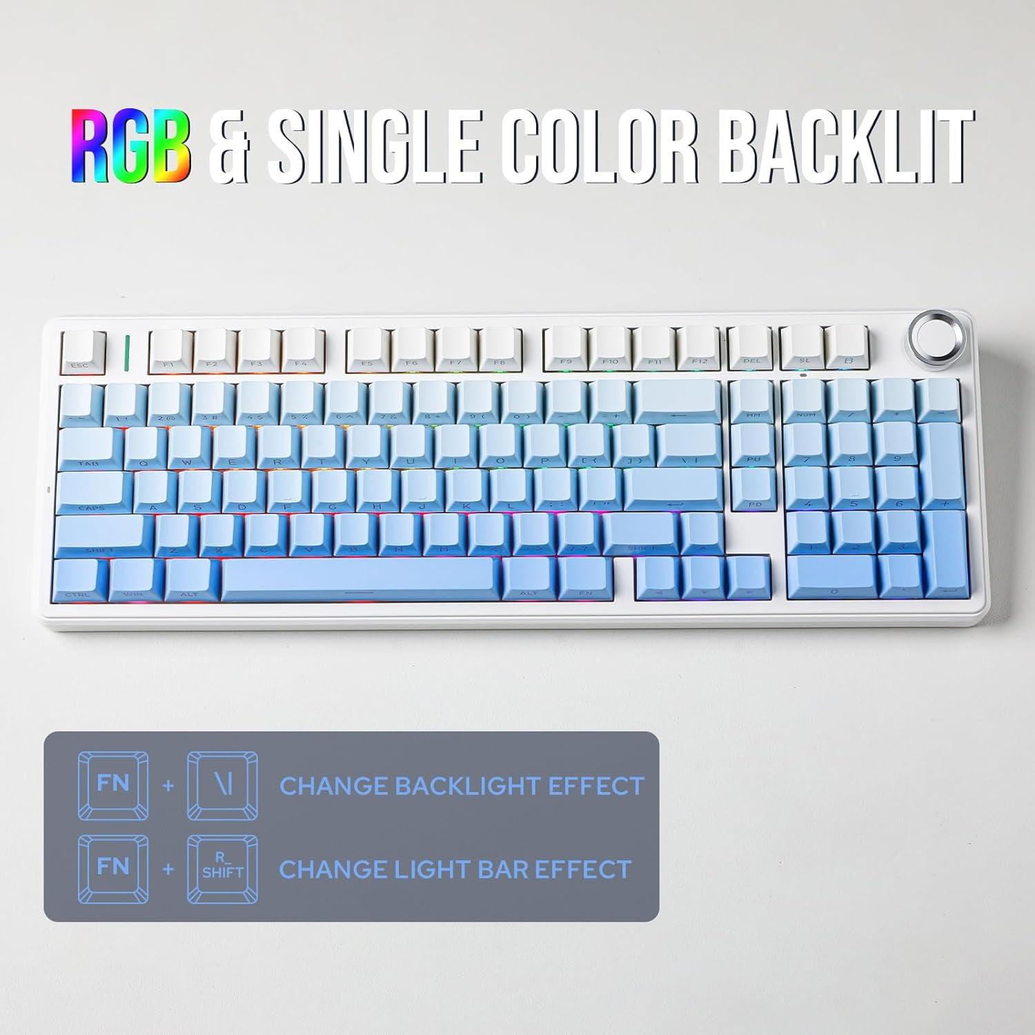 AULA F99 PRO (BRAND NEW) Gradient Blue, Wireless Mechanical 95% LEOBOG Nimbus Switches w/ Knob