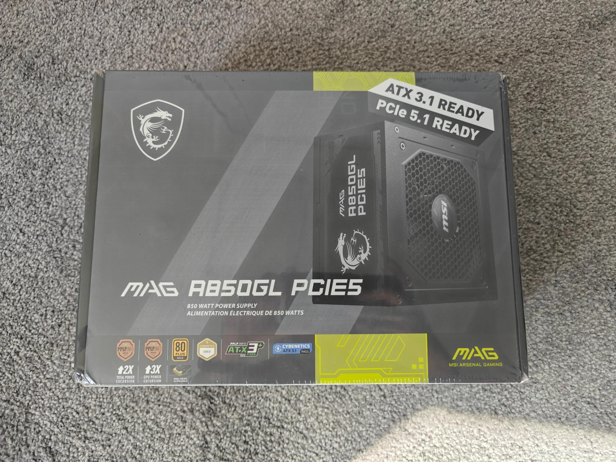 MSI - MAG A850GL PCIE5 850W ATX 3.1 &PCIe 5.1 Fully Modular 80 Plus Gold PSU