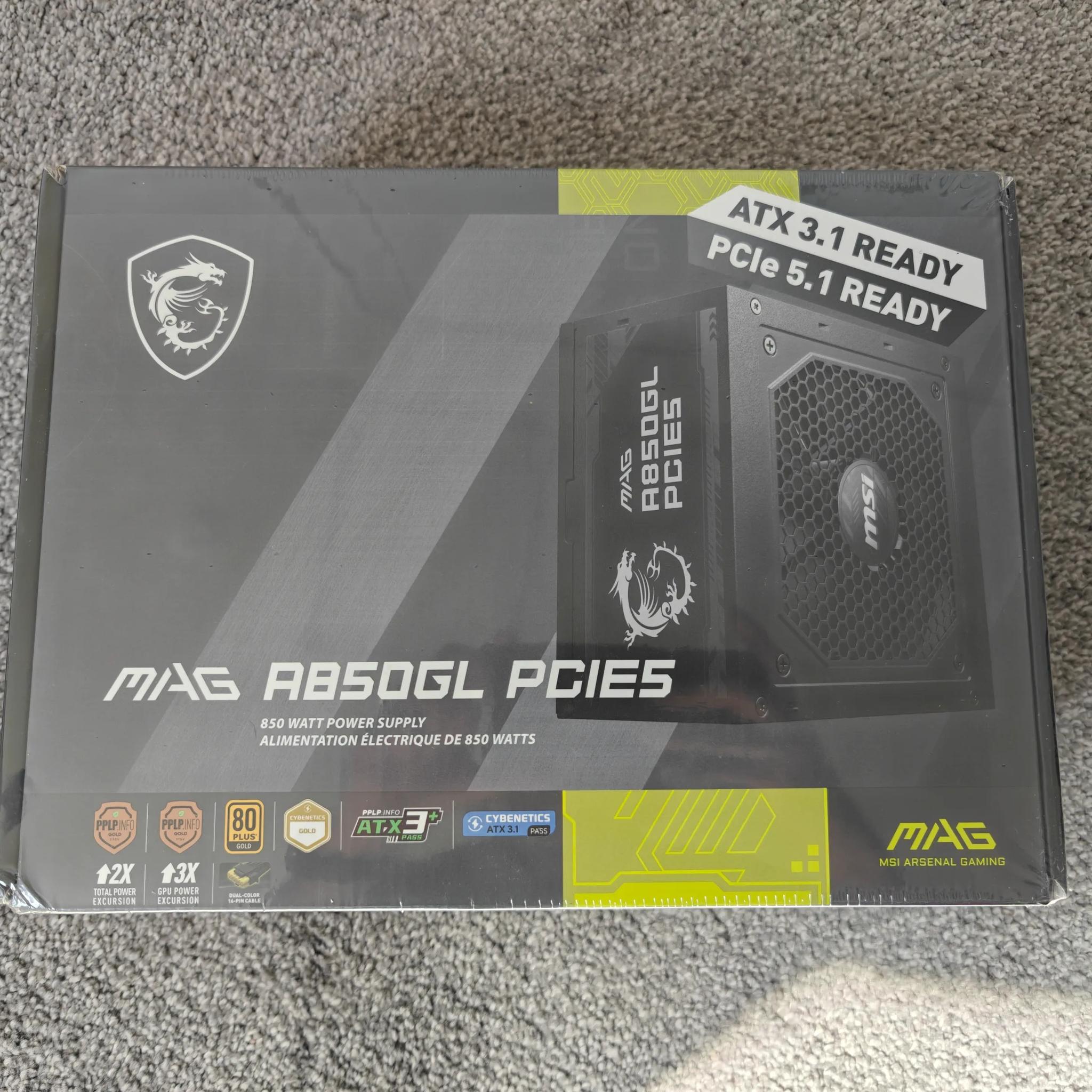 MSI - MAG A850GL PCIE5 850W ATX 3.1 &PCIe 5.1 Fully Modular 80 Plus Gold PSU