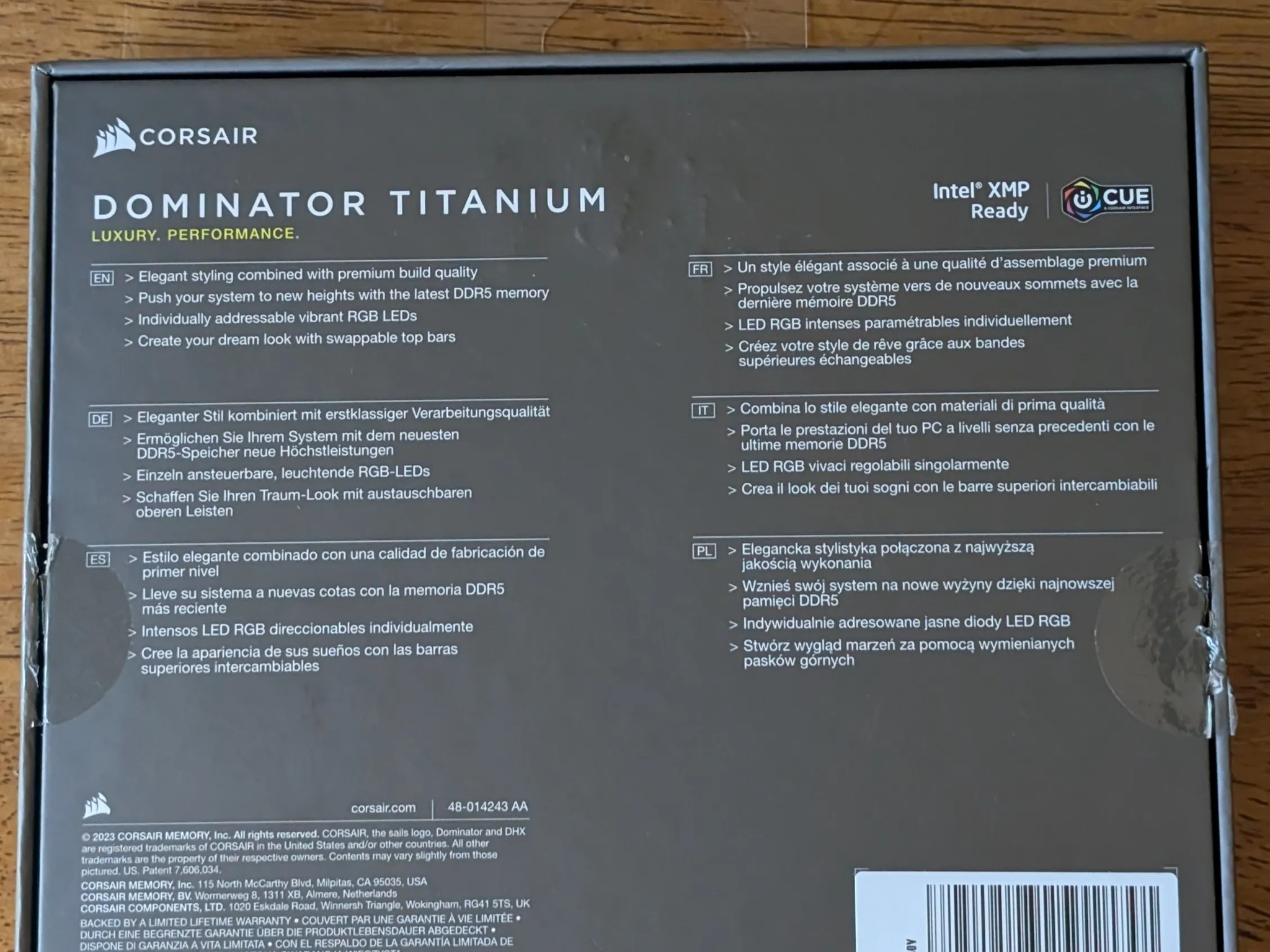 Corsair Dominator Titanium RGB 64GB (2 x 32GB) DDR5-6600 PC5-52800 CL32 RAM