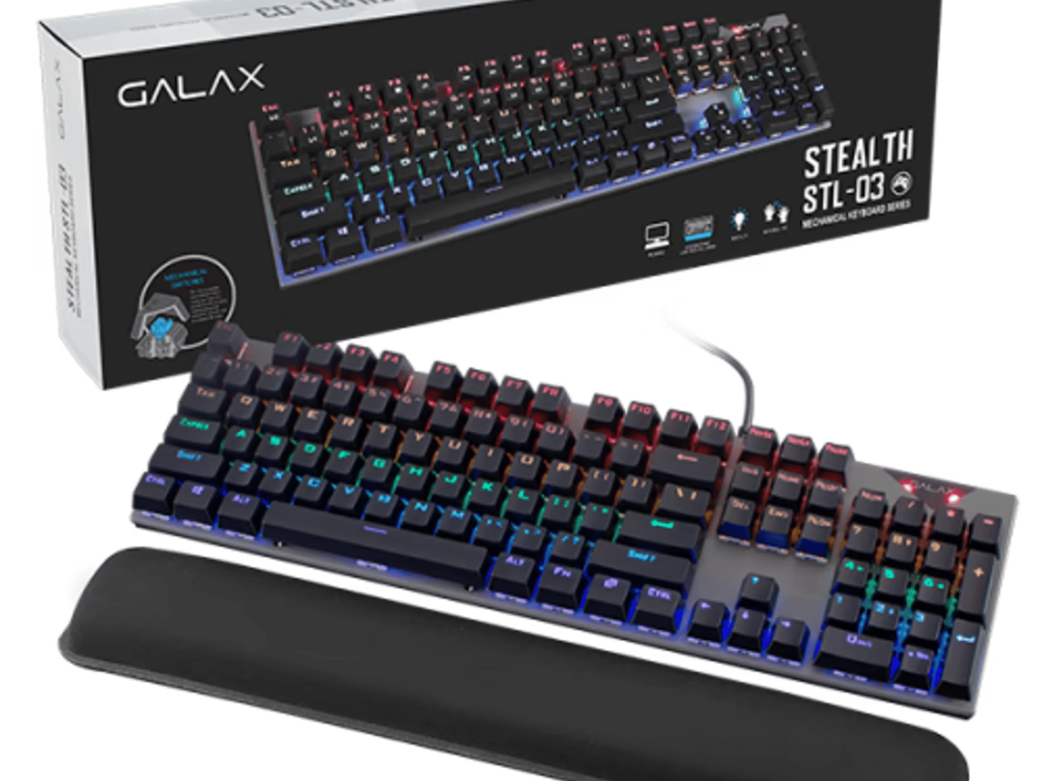 BNIB Galax STL-03 Mechanical RGB Gaming Keyboard, Blue Switches, Black