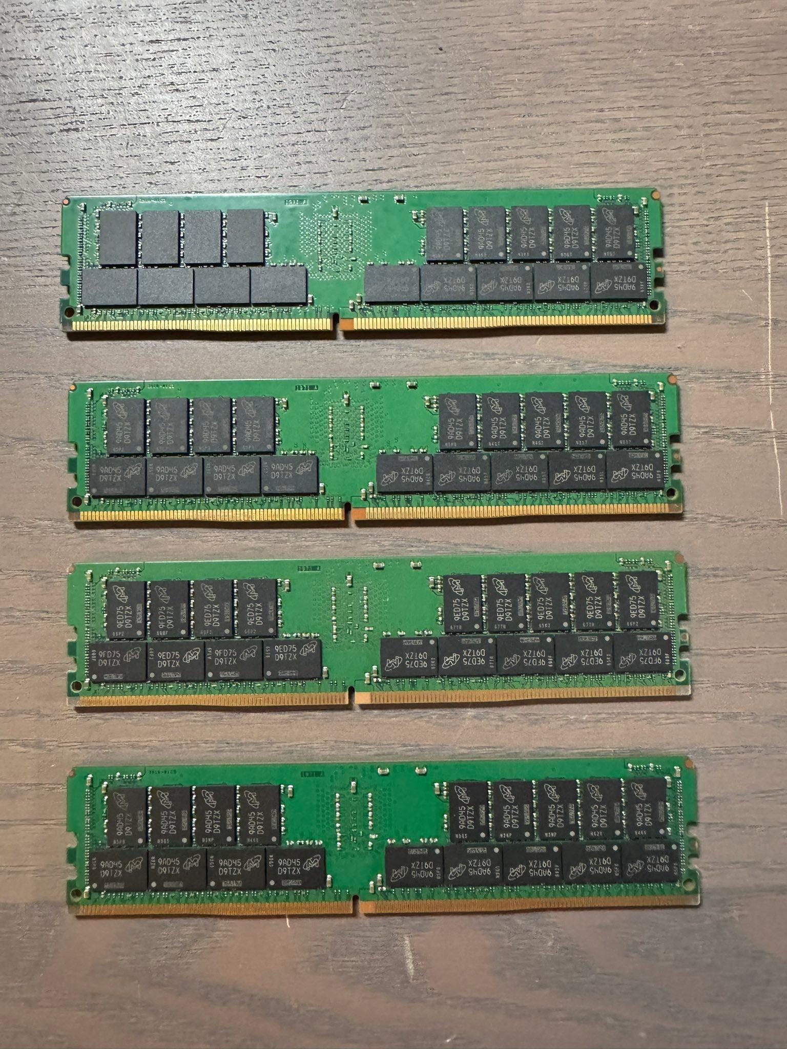 128GB - 4 x 32GB Crucial 2Rx4 PC4-2666MHz DDR4 ECC Reg Registered Server Ram