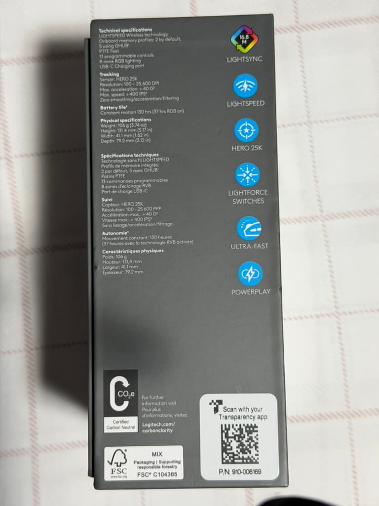 Logitech G502 X PLUS Wireless Gaming Mouse - White (Mint Condition)