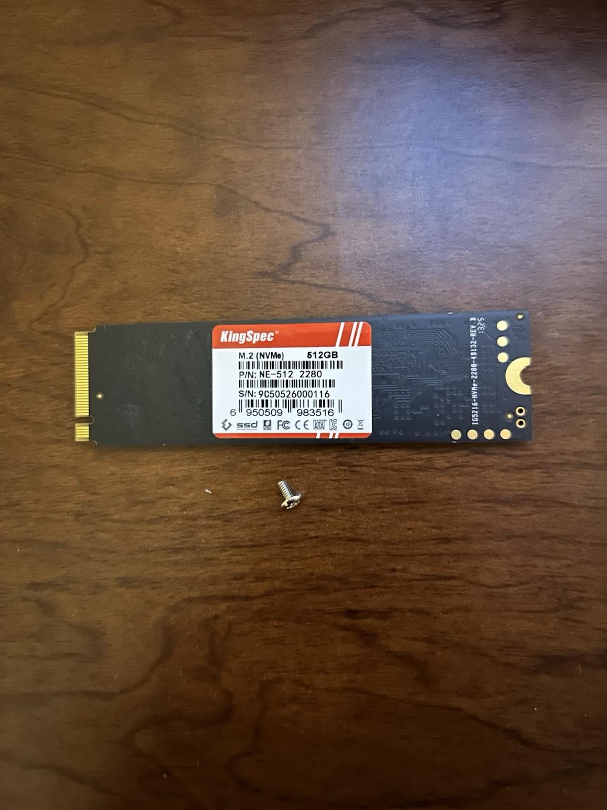 KingSpec NE-512GB M.2 2280 PCIe Gen 3x4 NVMe Internal SSD - 3D NAND - M.2 Screw