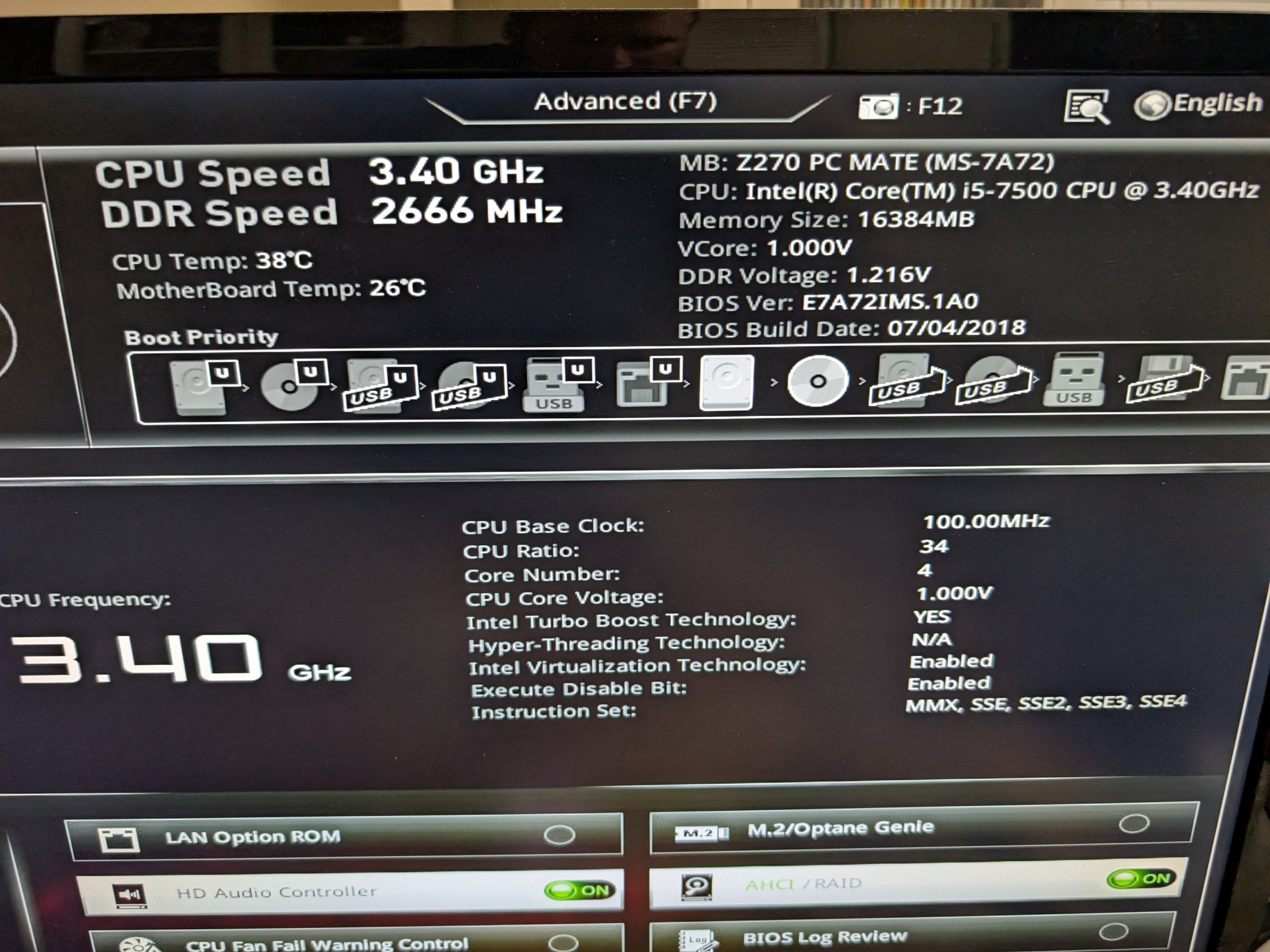 MSI Z270 PC Mate + core i5 7500