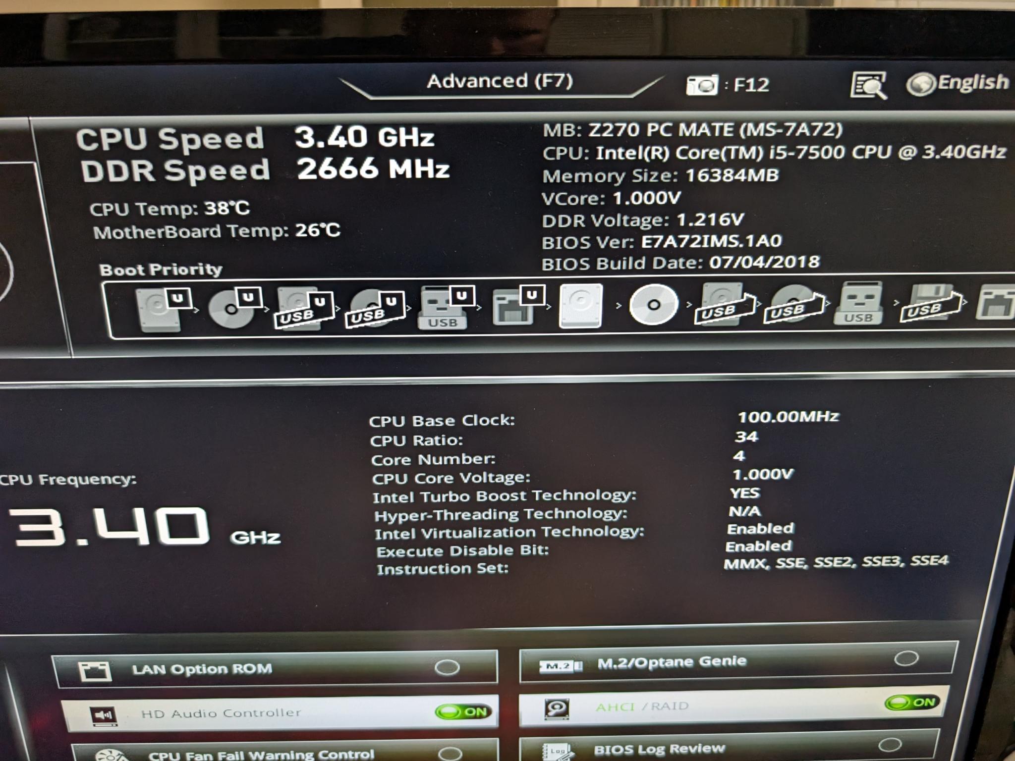MSI Z270 PC Mate + core i5 7500