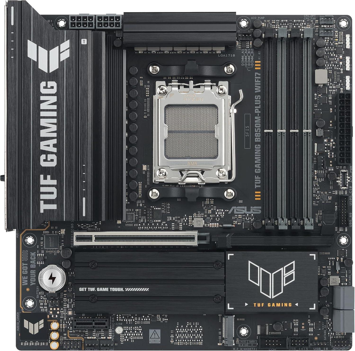 ASUS TUF GAMING B850M-PLUS WIFI7 AMD B850 AM5 DDR5 MicroATX Desktop Motherboard