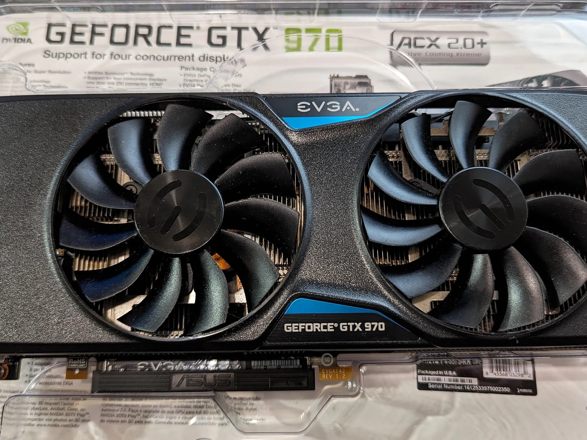 EVGA GeForce GTX 970 4GB SSC Gaming ACX 2.0+ Cooling Graphics Card (04G-P4-3975-KR)