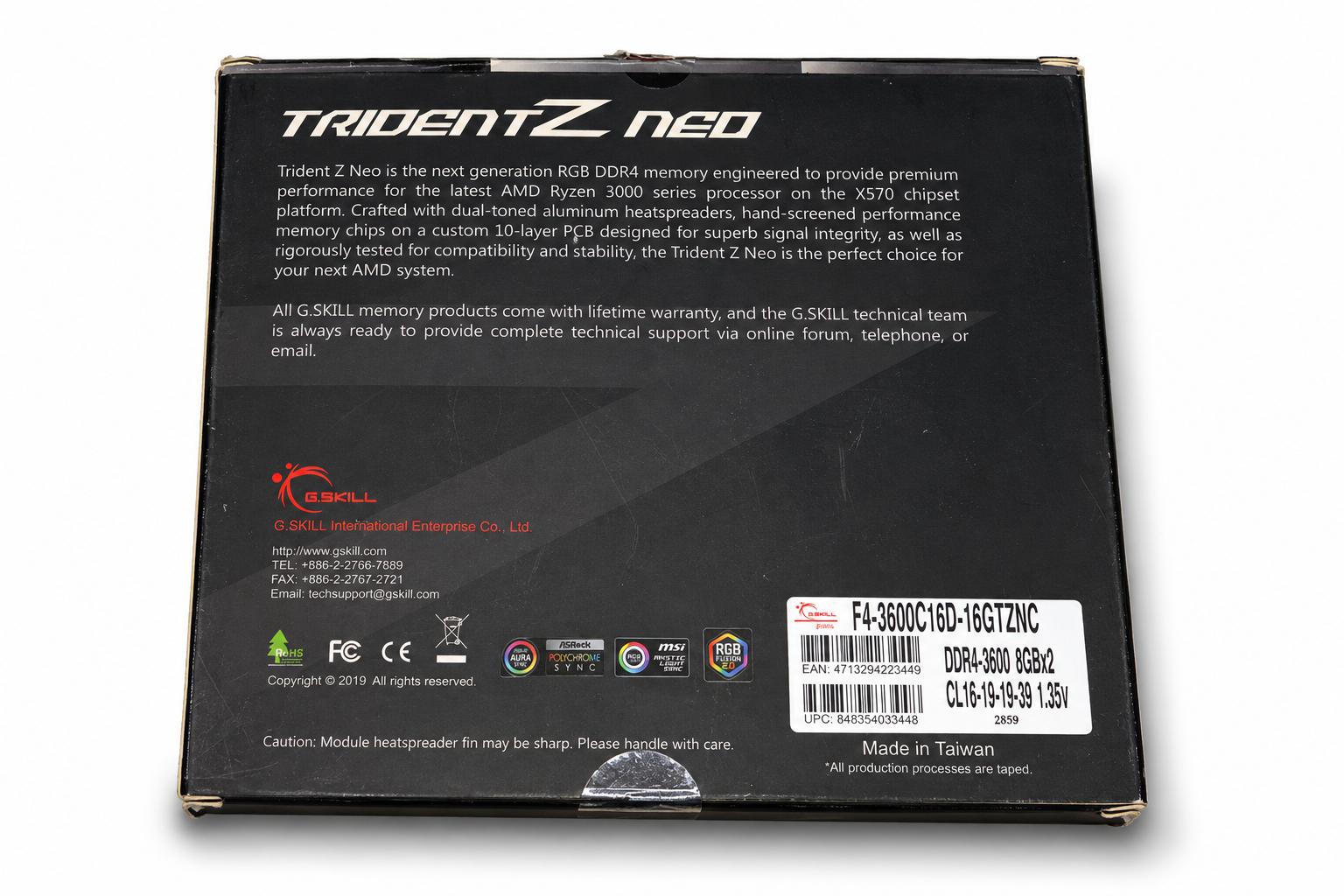 16GB (2 x 8GB) G.Skill Trident Z Neo DDR4-3600 CL16