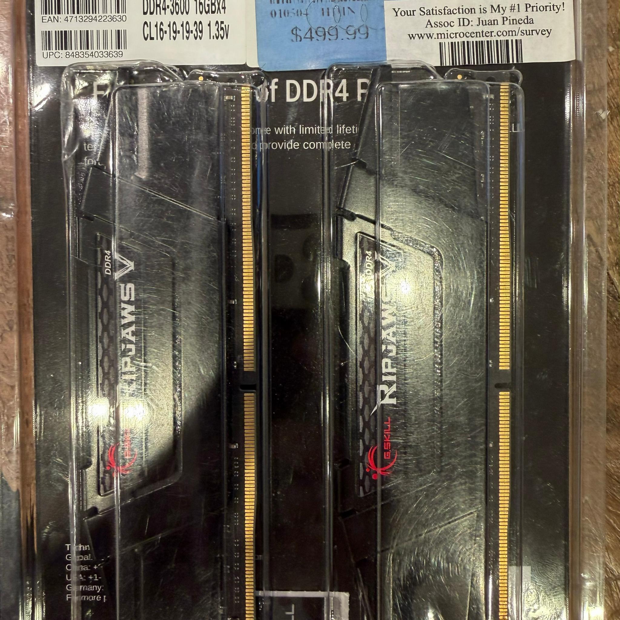 G.Skill Ripjaws V DDR4-3600 16GB x 4 CL 16-19-19-39 1.35V
