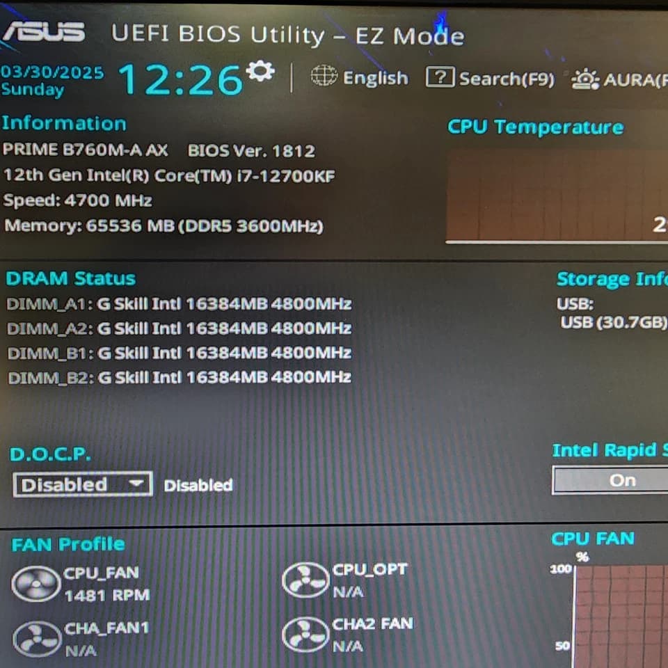 UPDATED BIOS ASUS PRIME B760M-A AX WIFI DDR4 LGA1700 MATX Motherboard