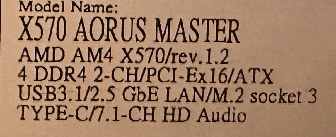 Gigabyte AM4 Aorus Master X570 Rev 1.2