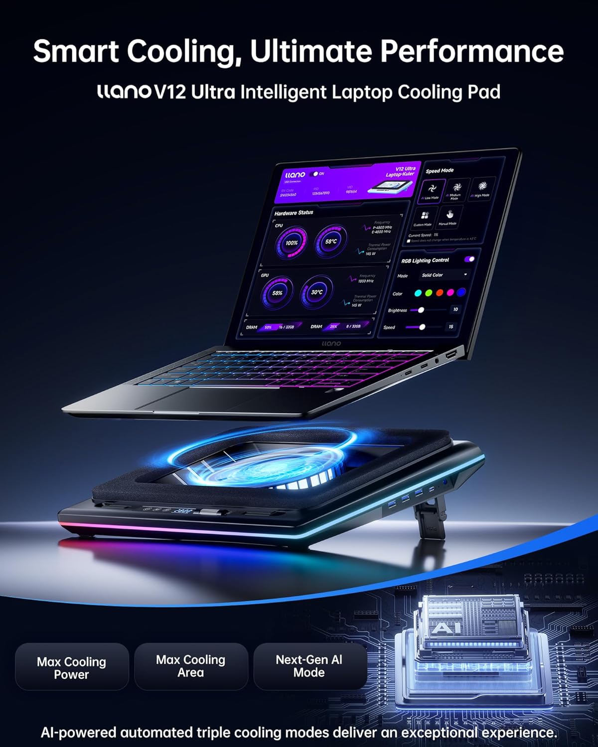 llano V12 Ultra Laptop Cooling Pad