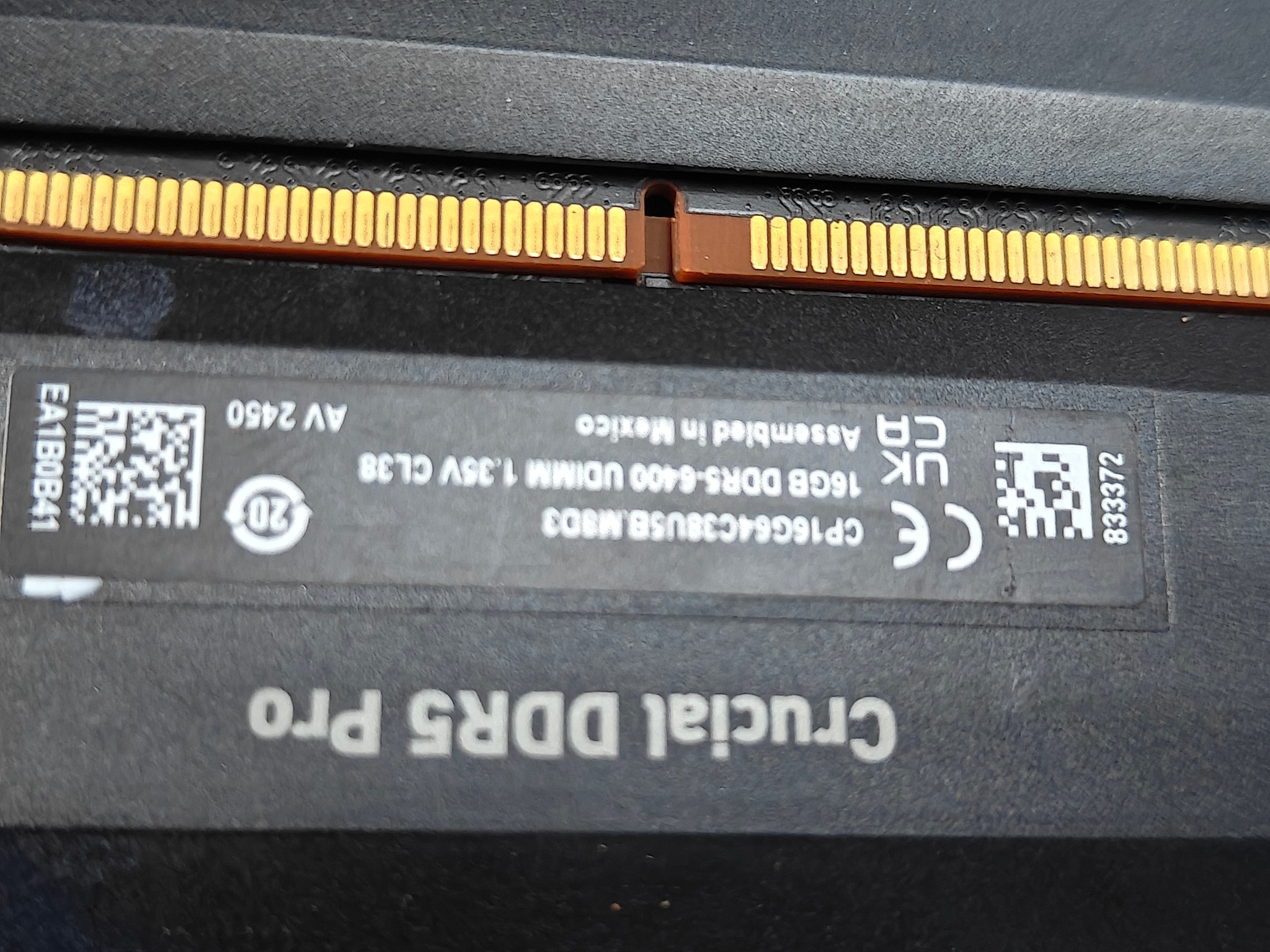 Crucial Pro OC Gaming 32GB (2x16GB) DDR5 6400MHz CL38 Desktop Memory