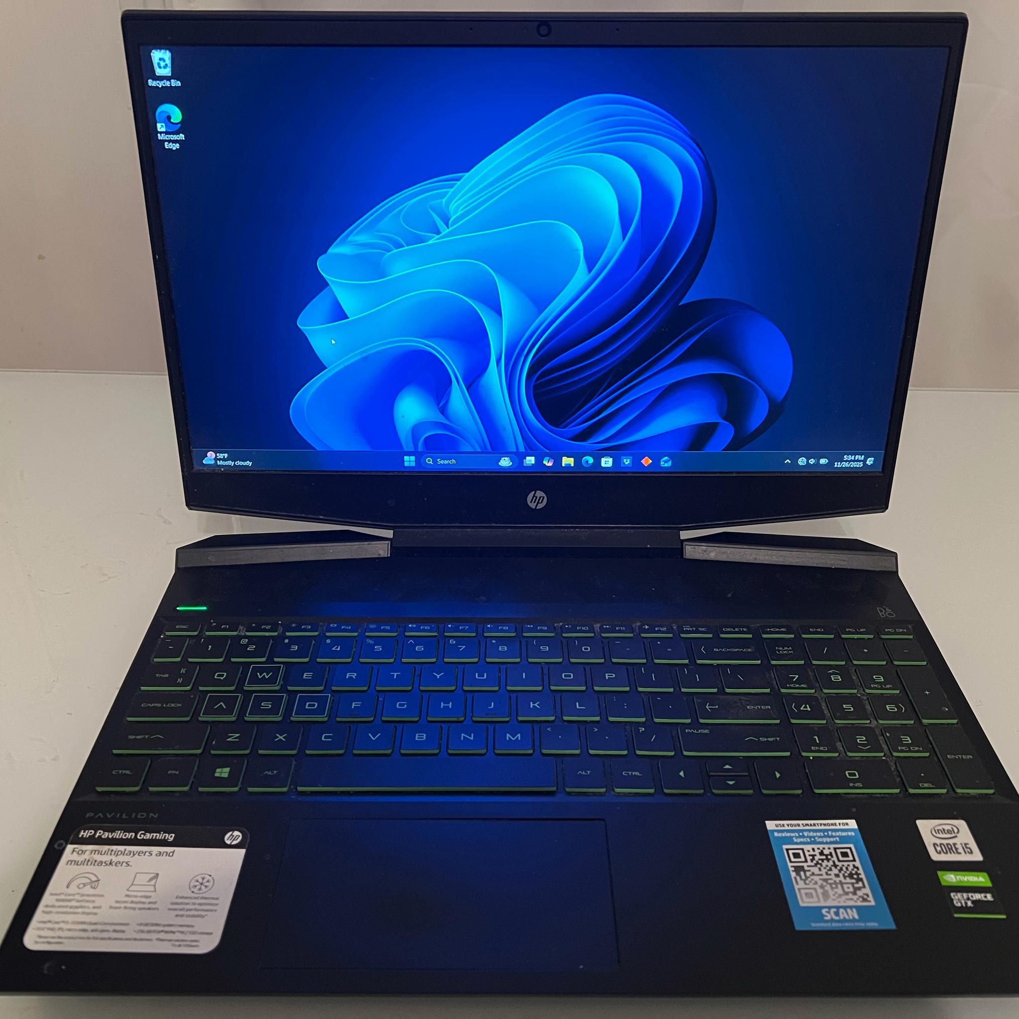 HP Pavilion Gaming Laptop | NVIDIA GTX 1650 | 16 GB RAM | 256 GB SSD | Intel i5