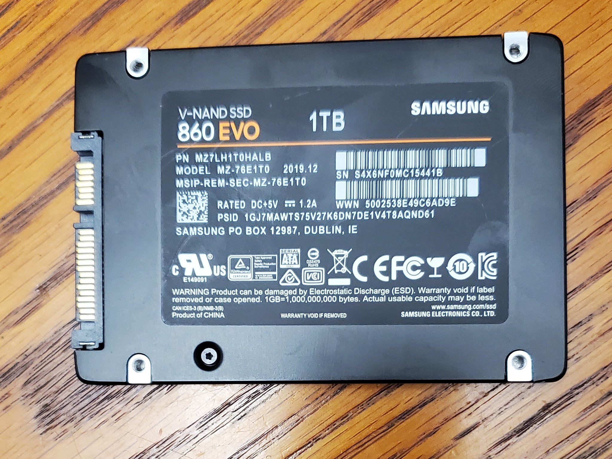 Pre-owned Samsung 1TB 860 EVO Series SATA III 2.5" Internal SSD MZ-76E1T0- 99% Health