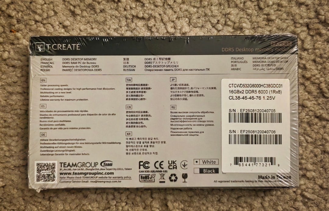 TEAMGROUP T-Create Expert 32GB (2 x 16GB) DDR5 6000MHz CL38-46-46