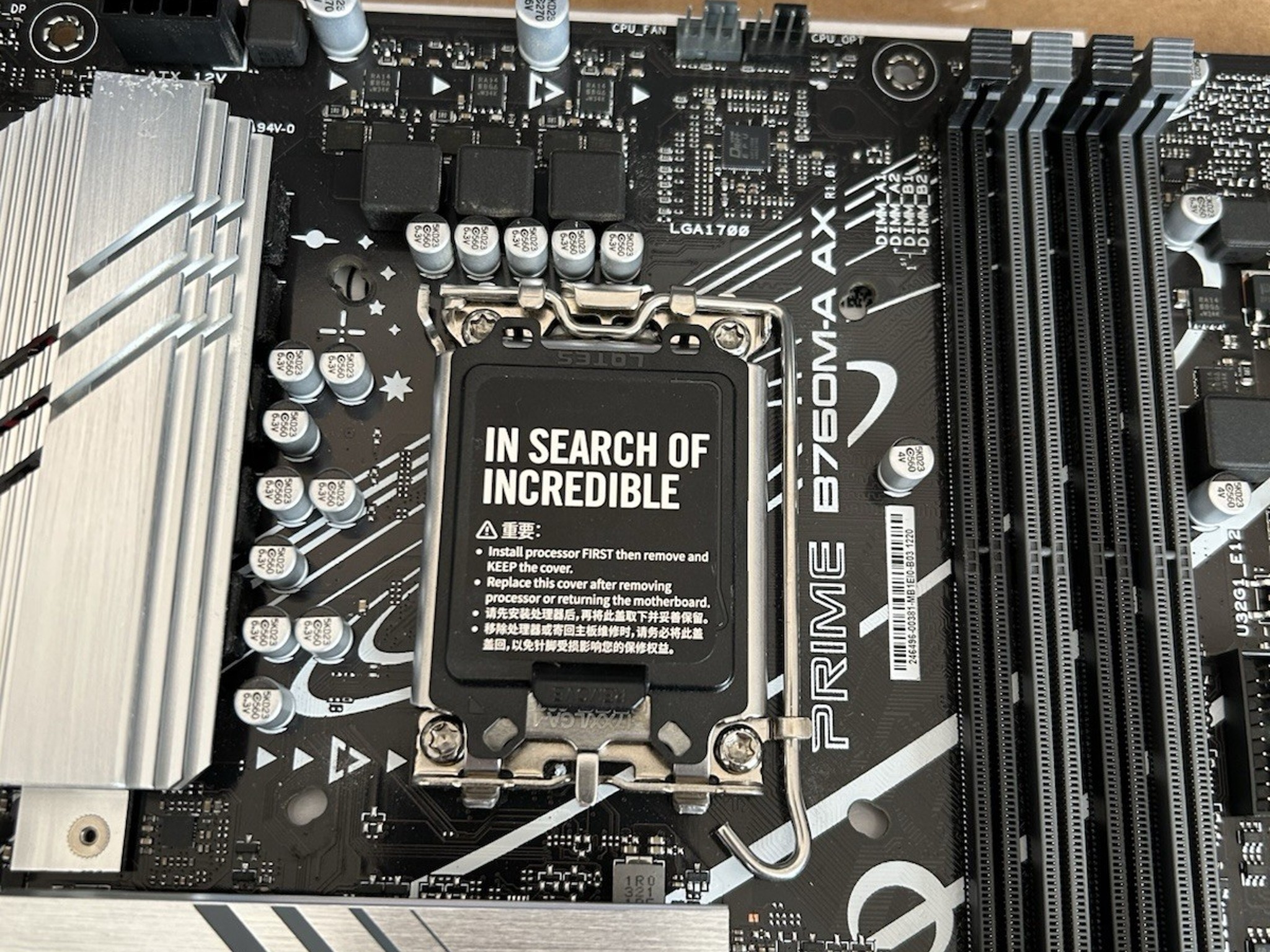 ASUS PRIME B760M-A AX LGA 1700 DDR5 microATX motherboard **NO IO SHIELD