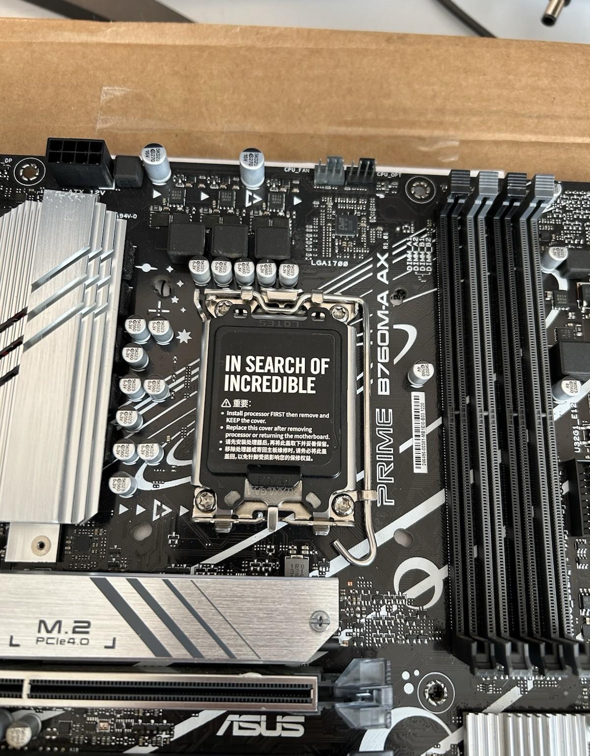 ASUS PRIME B760M-A AX LGA 1700 DDR5 microATX motherboard **NO IO SHIELD