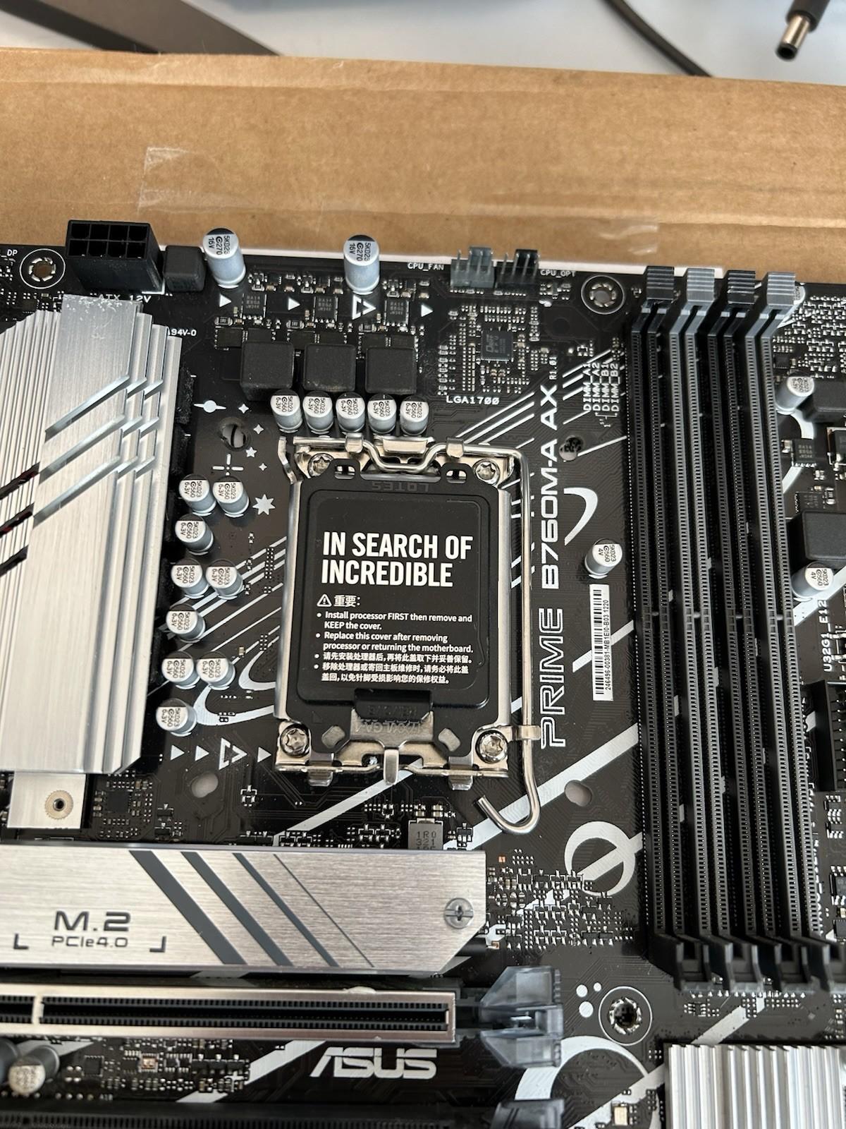 ASUS PRIME B760M-A AX LGA 1700 DDR5 microATX motherboard **NO IO SHIELD